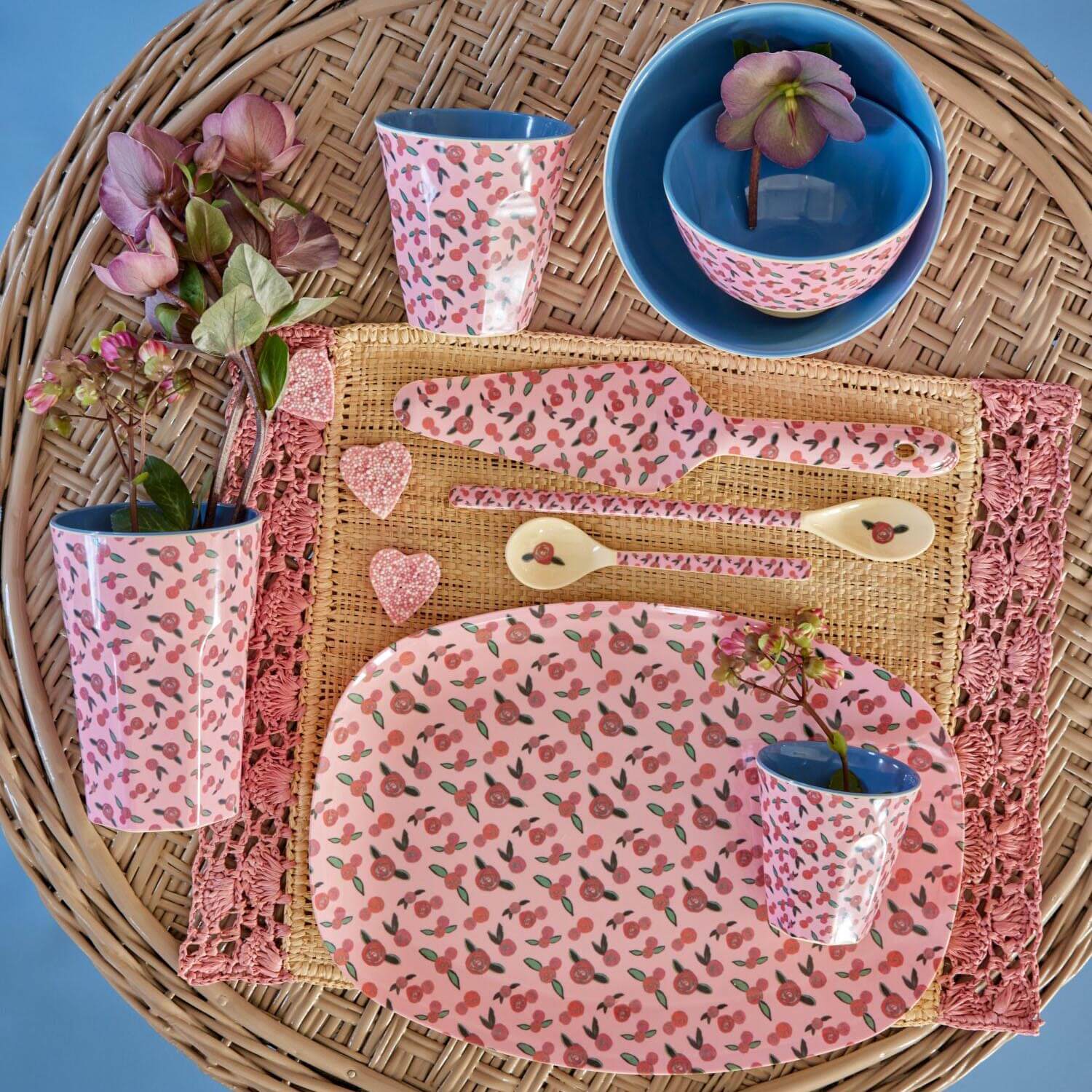 Melamin Platte rechteckig "A Rose is A Rose" (Bunt) Rice