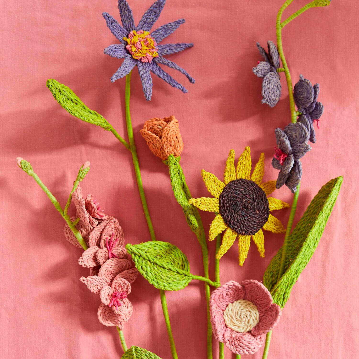 Deko-Blume aus Raffia - 10 cm (Pfirsich)