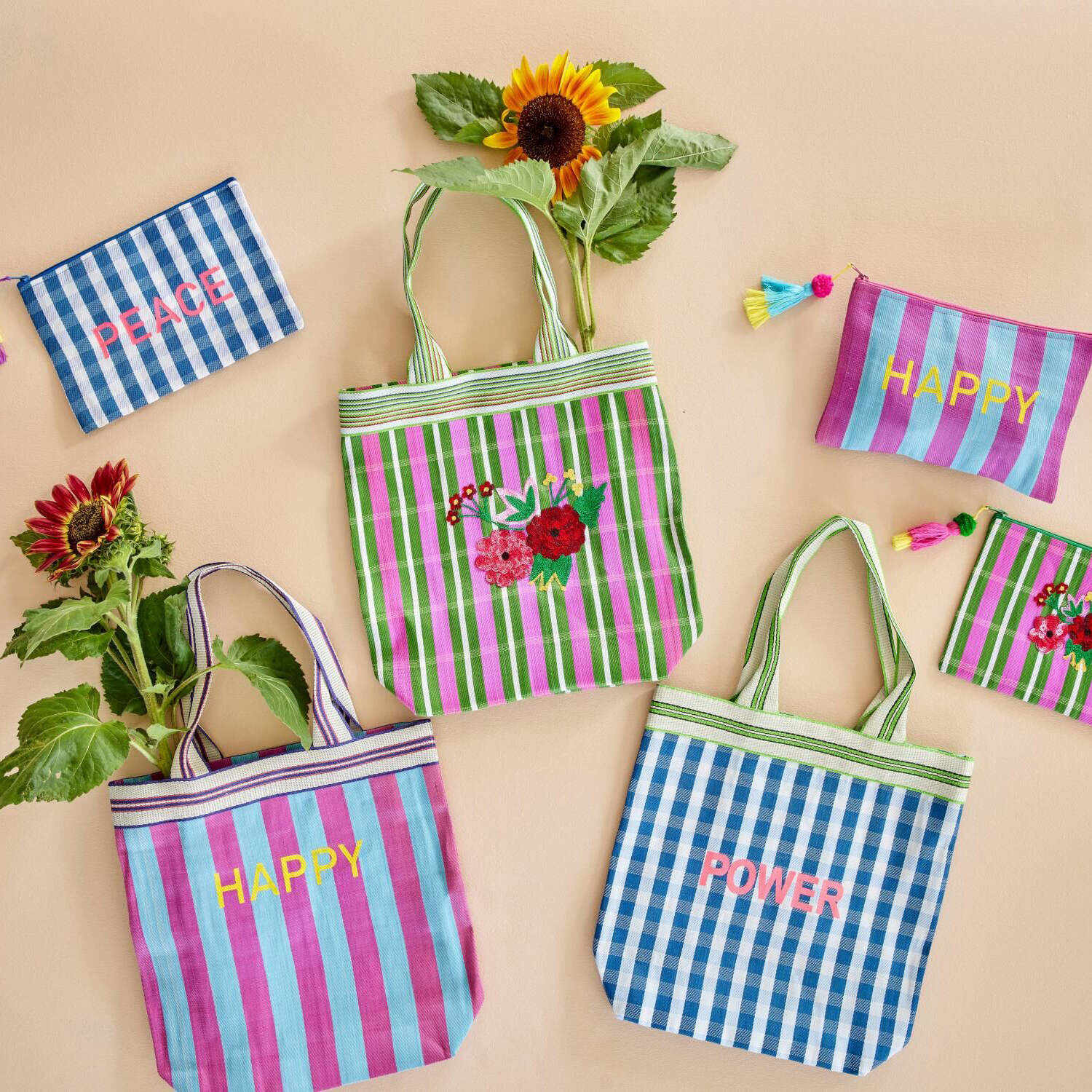 Einkaufstasche "Flowers & Stripes" (Bunt)