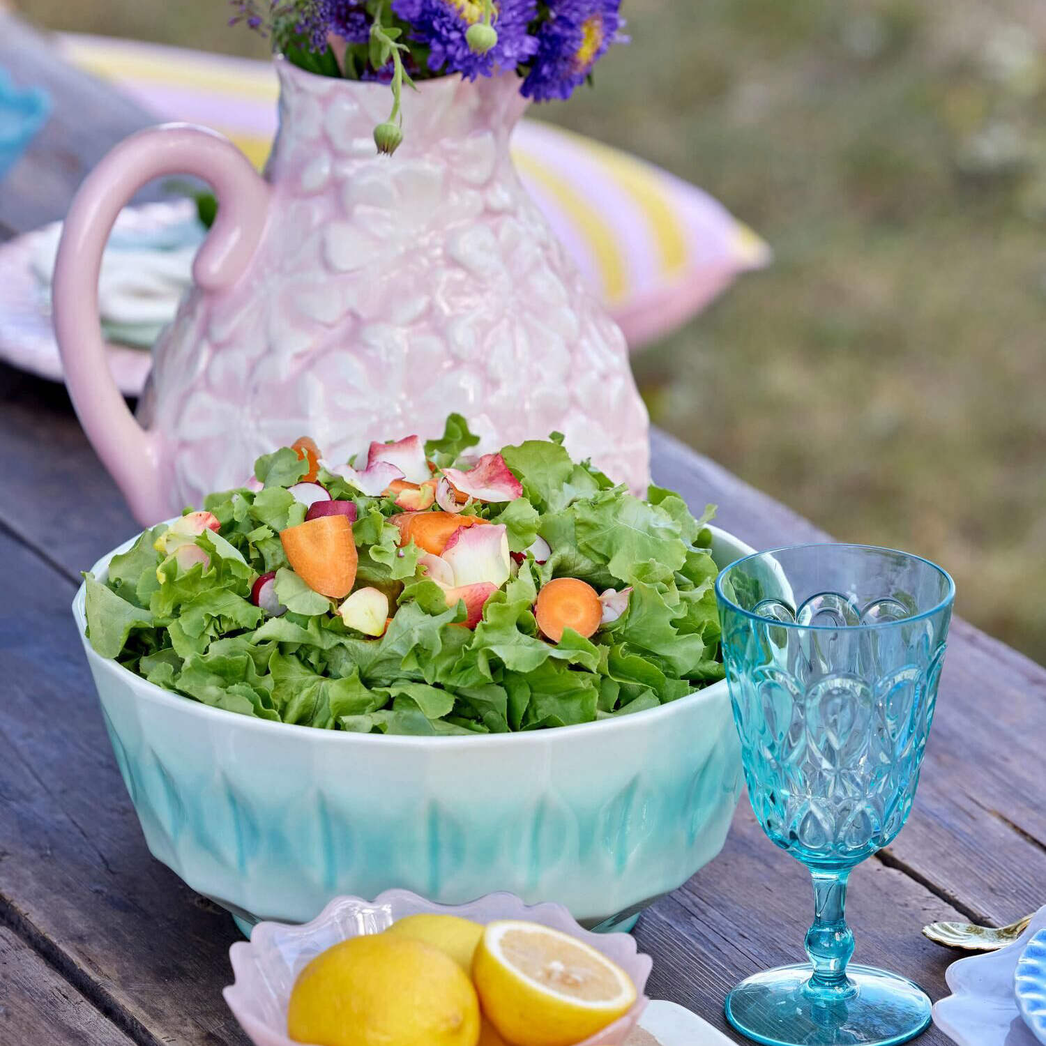 Salatschüssel aus Keramik (Aqua) Rice