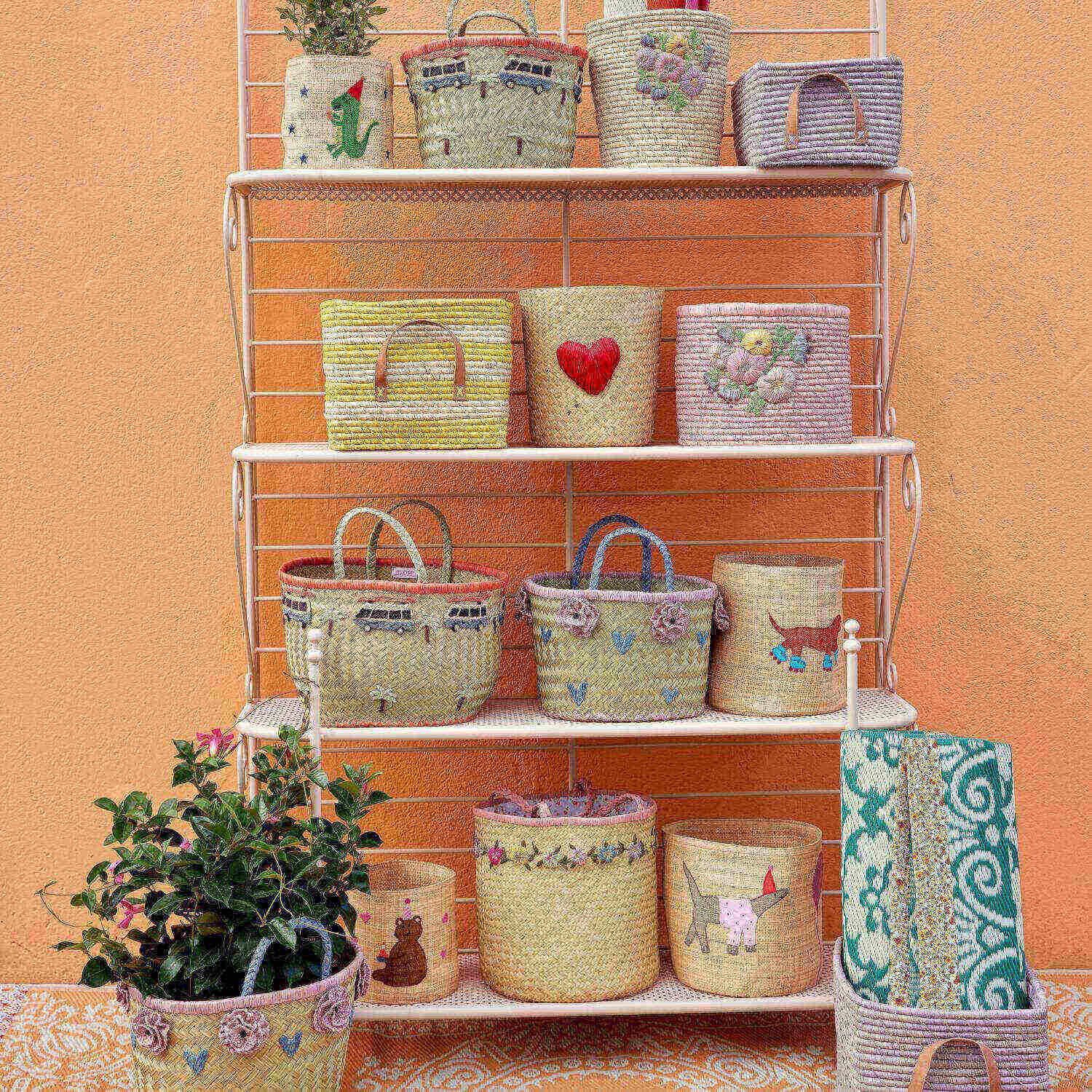 Quatratischer Korb "Raffia" (Gelb)