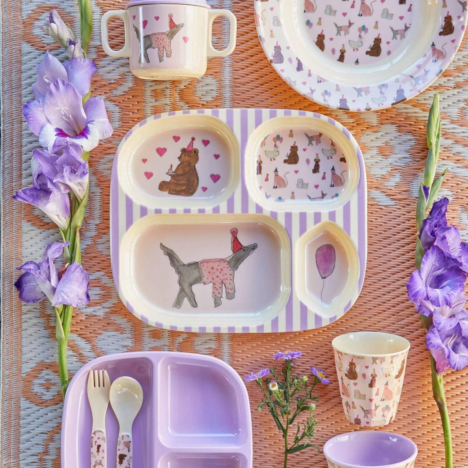 Melamin Becher mit 2 Griffen "Animal" - 6,5 cm (Lavendel) Rice