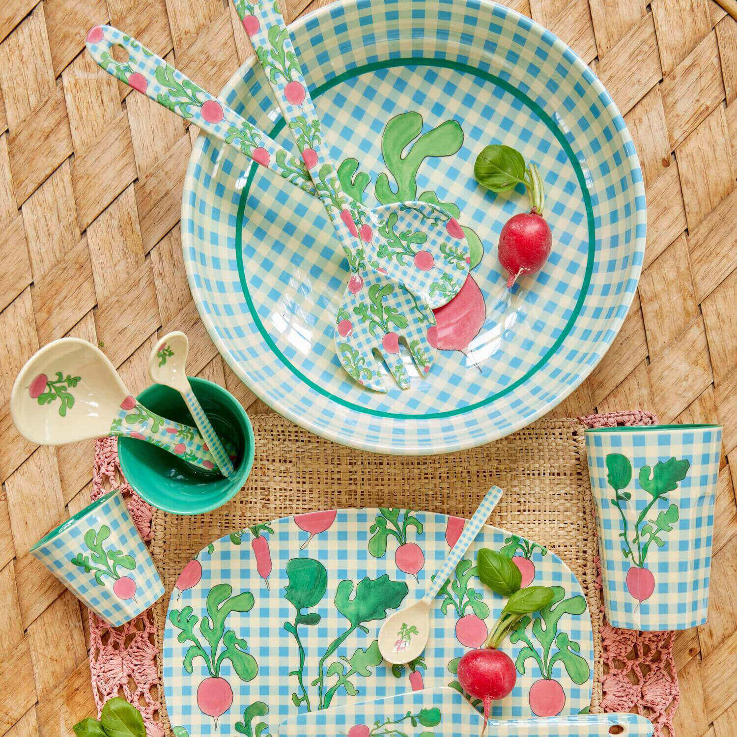 Melamin Salatbesteck "Ravishing Radish" - 29x7,2x1,6 cm (Bunt)
