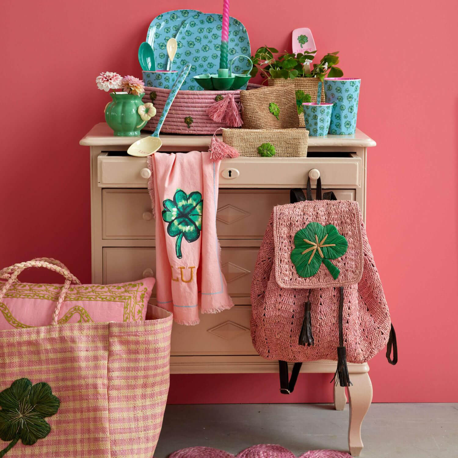 Geschirrtuch aus Baumwolle "Good Luck" - 50x70 cm (Soft Pink)