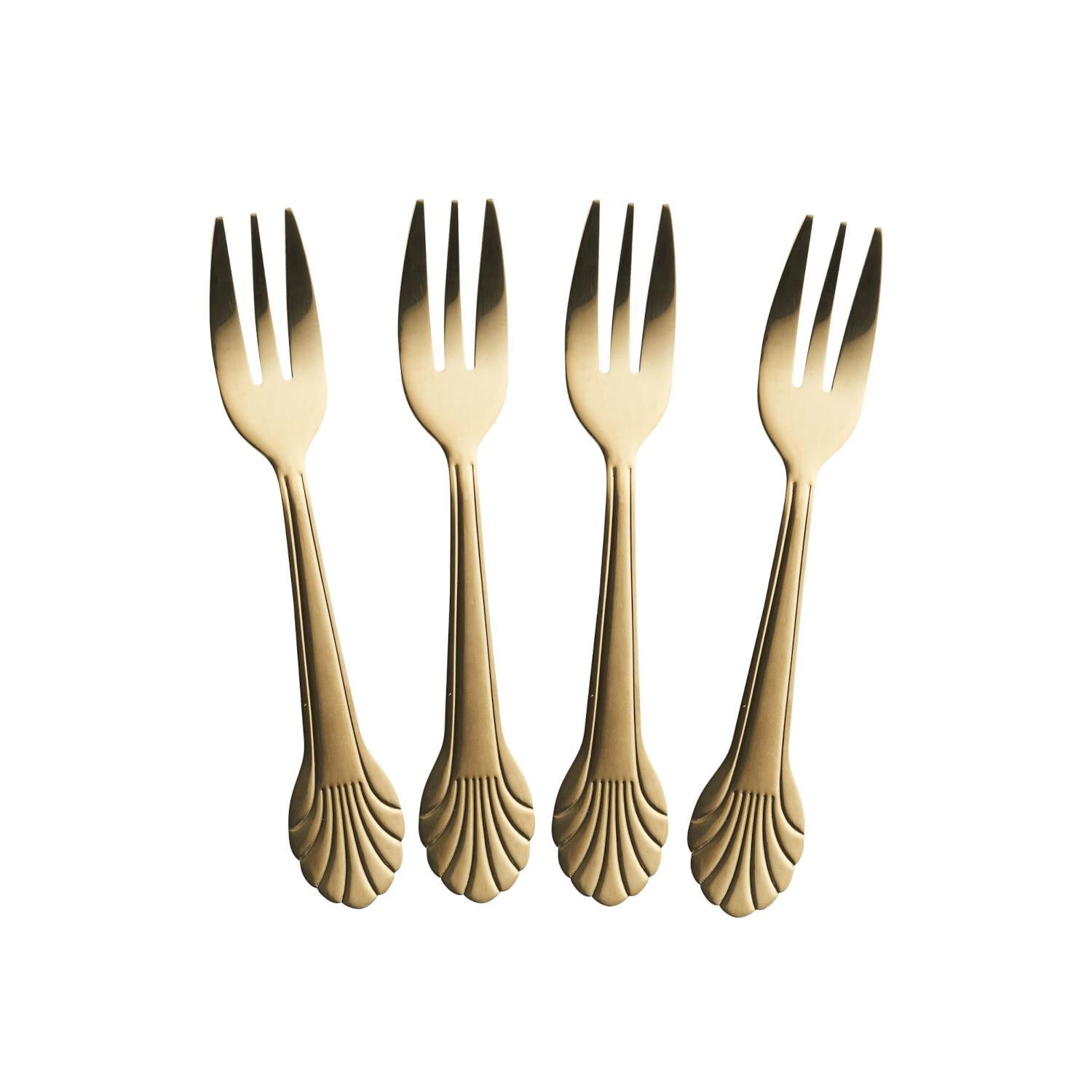 Edelstahlgabeln im 4er-Set - 14 cm (Gold)