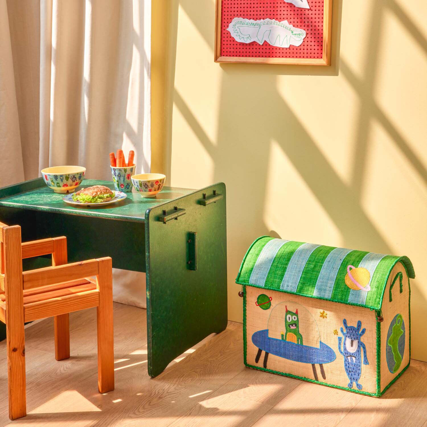 Spielzeugkiste "Raffia - Monsters" - M (Blau) Rice