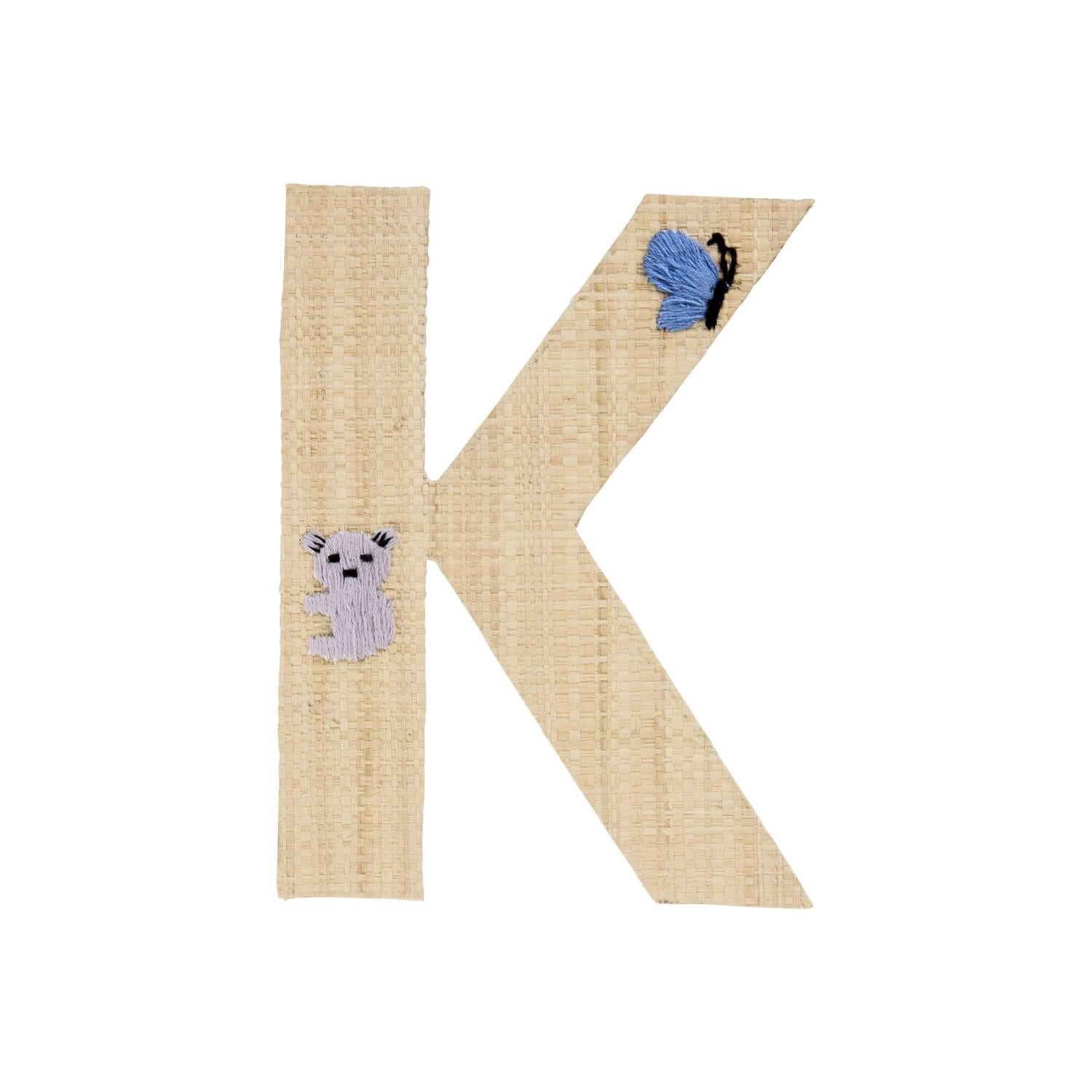 Bast-Sticker-Buchstabe "Blumen und Tiere" (Natur)