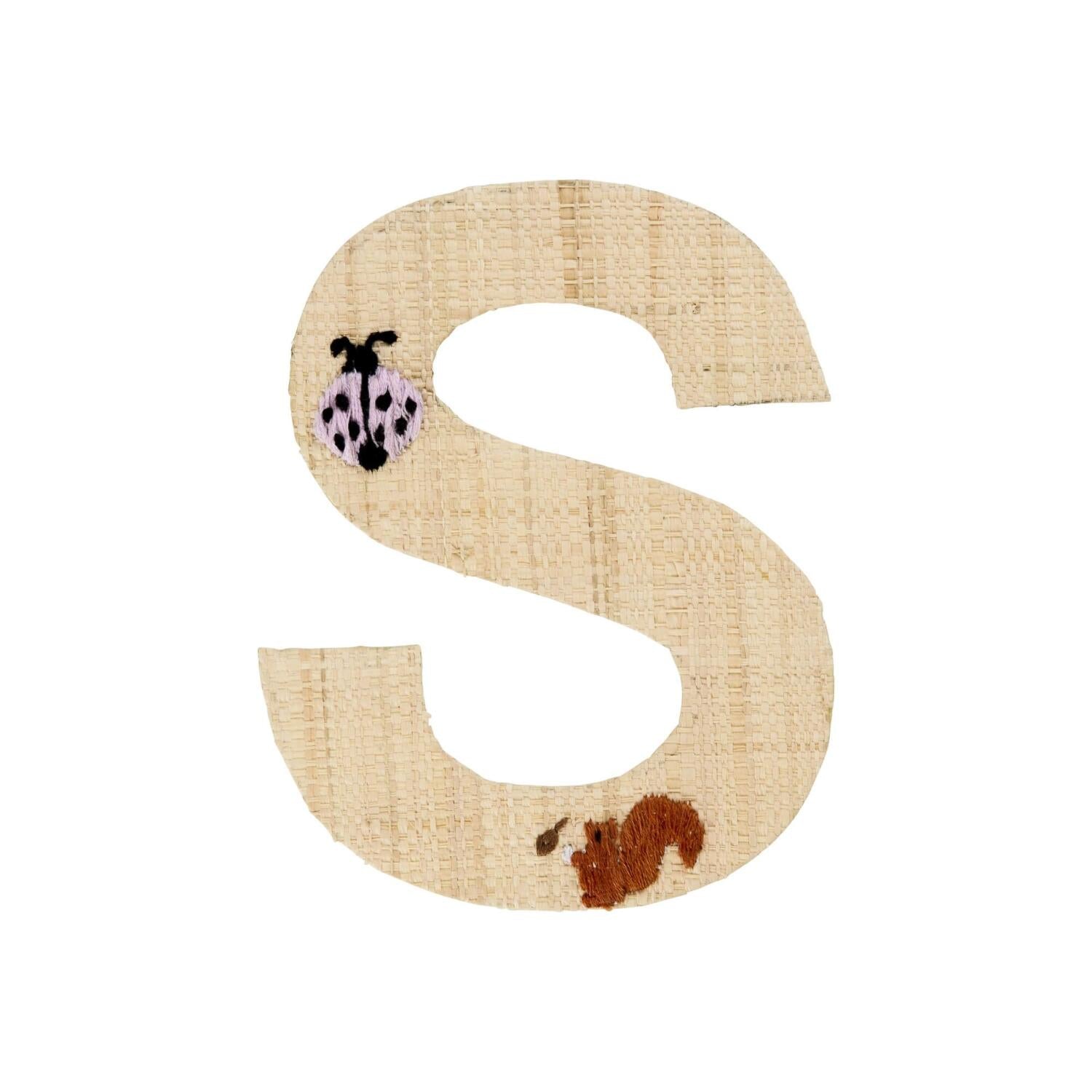 Bast-Sticker-Buchstabe "Blumen und Tiere" (Natur)