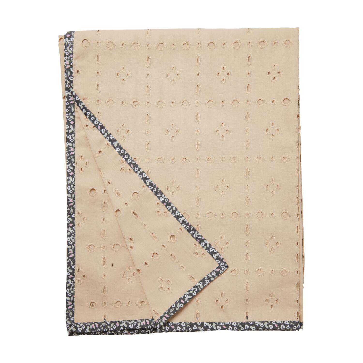 Tischdecke "Broidery Anglaise - Flower" - 135x180 cm (Beige)