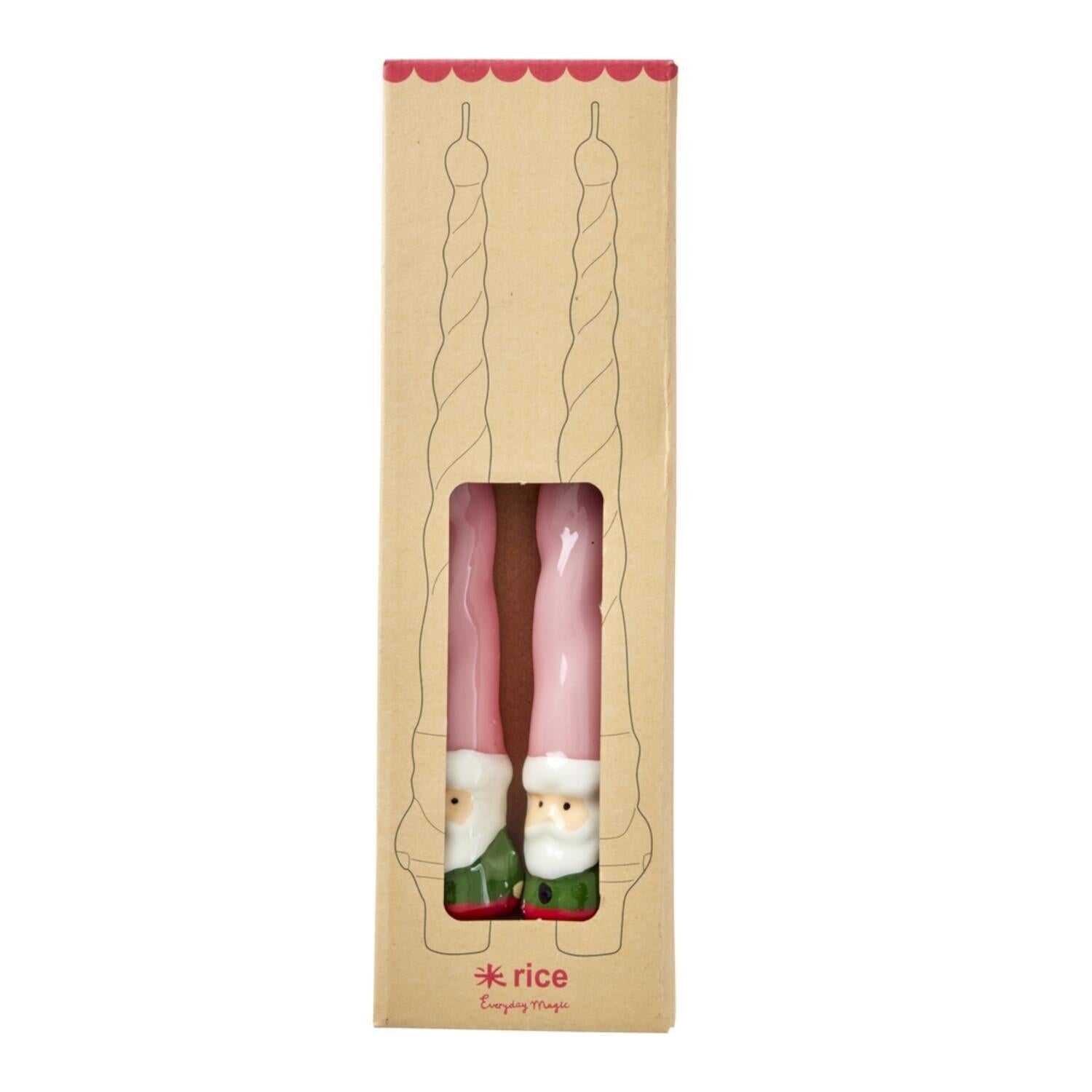 Kerzen "Santa" im 2er-Set - 26,9 cm (Rosa)