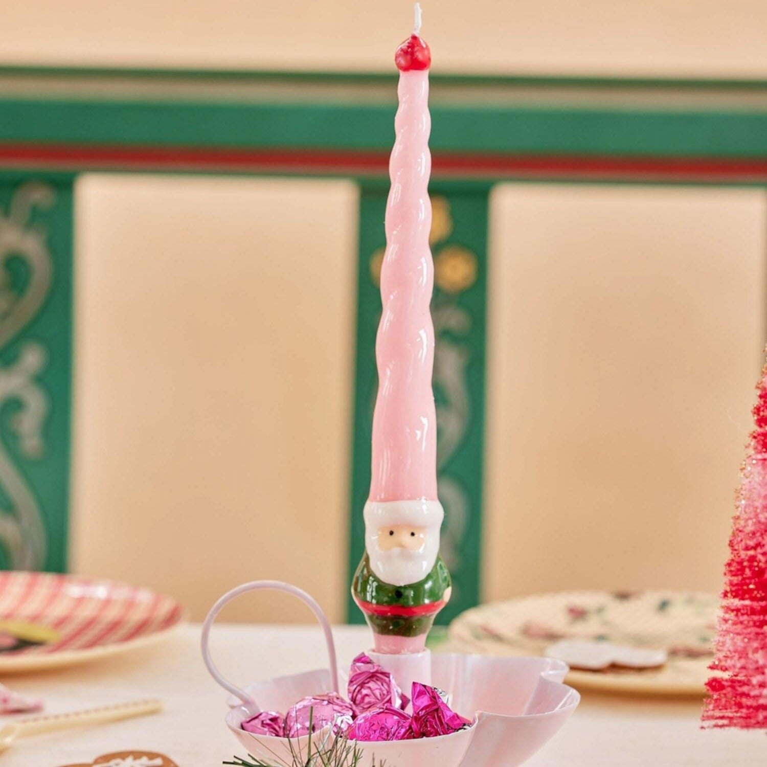Kerzen "Santa" im 2er-Set - 26,9 cm (Rosa)