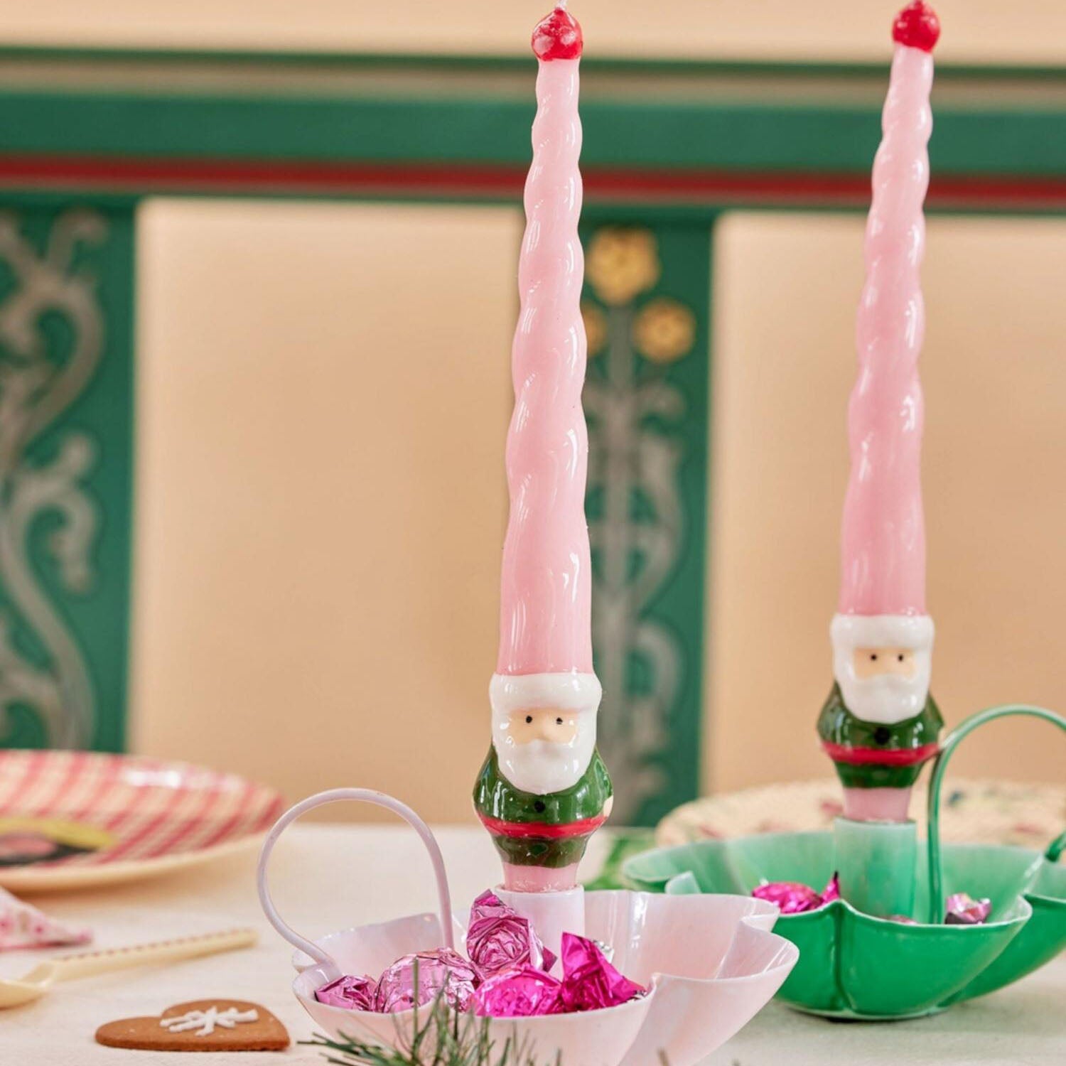 Kerzen "Santa" im 2er-Set - 26,9 cm (Rosa)