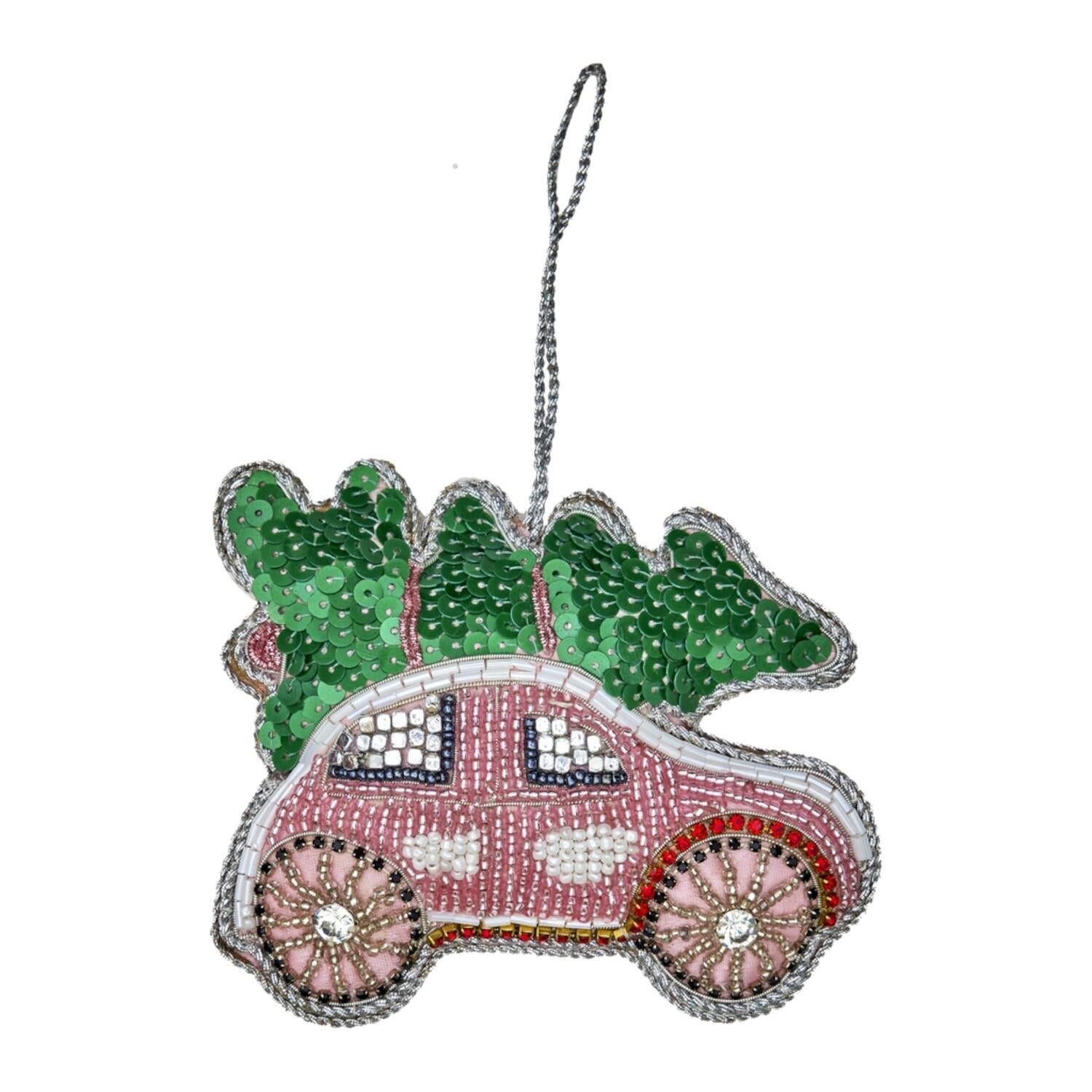 Weihnachtsanhänger "Car with Tree" - 10x12 cm (Bunt)