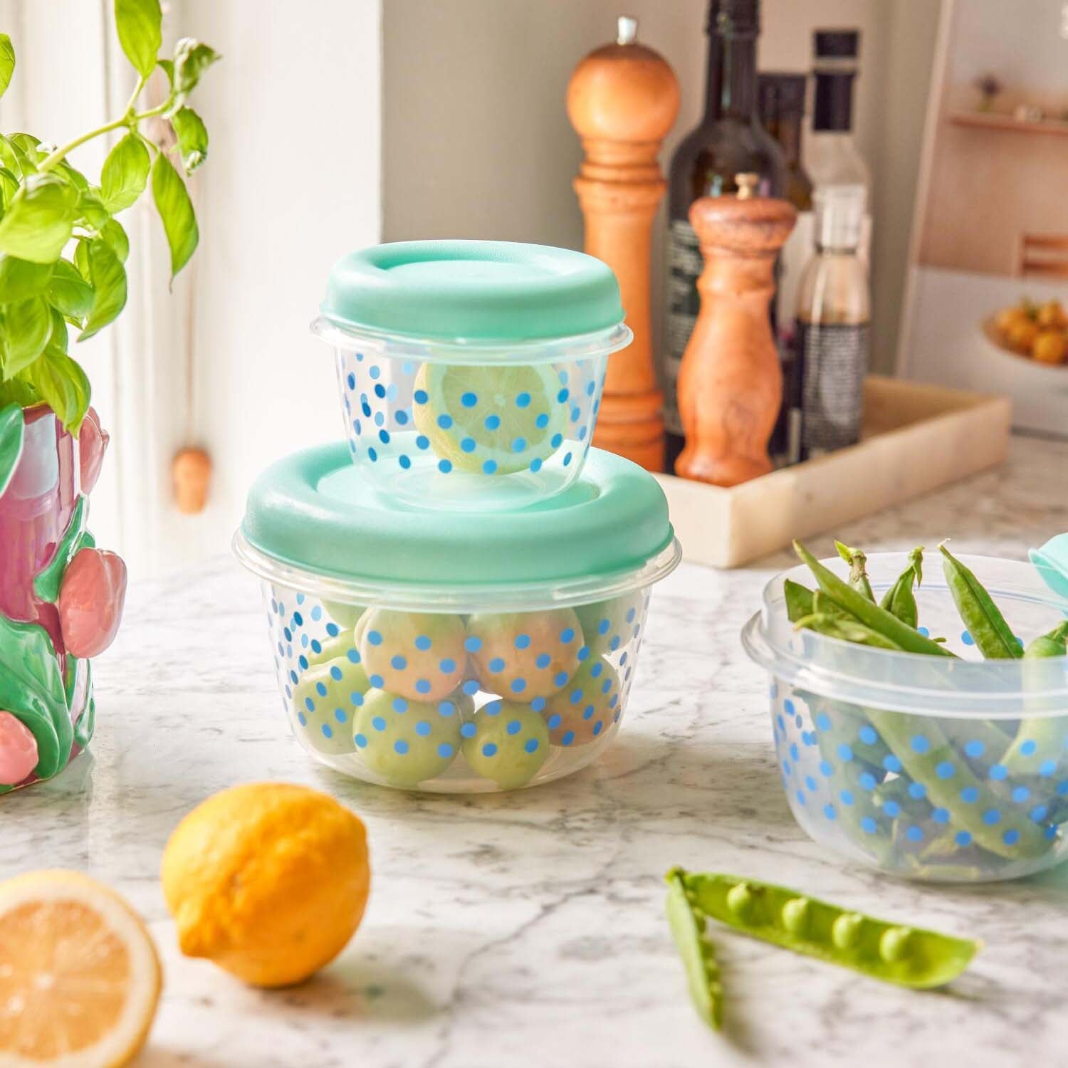 Aufbewahrungsboxen "Dots" im 3er-Set - 18,5x12 cm (Mint) Rice