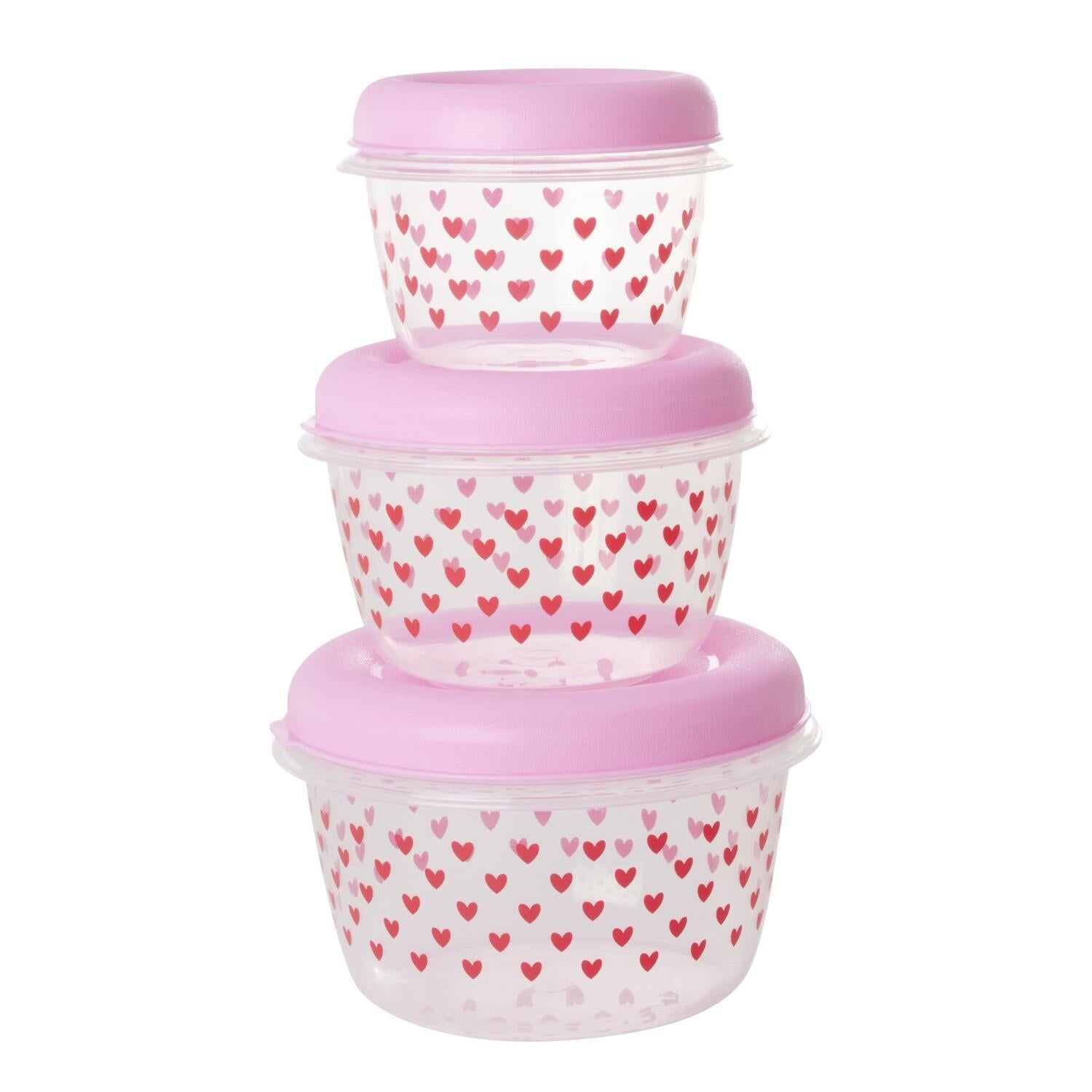 Aufbewahrungsboxen "Hearts" im 3er-Set - 18,5x12 cm (Rosa)
