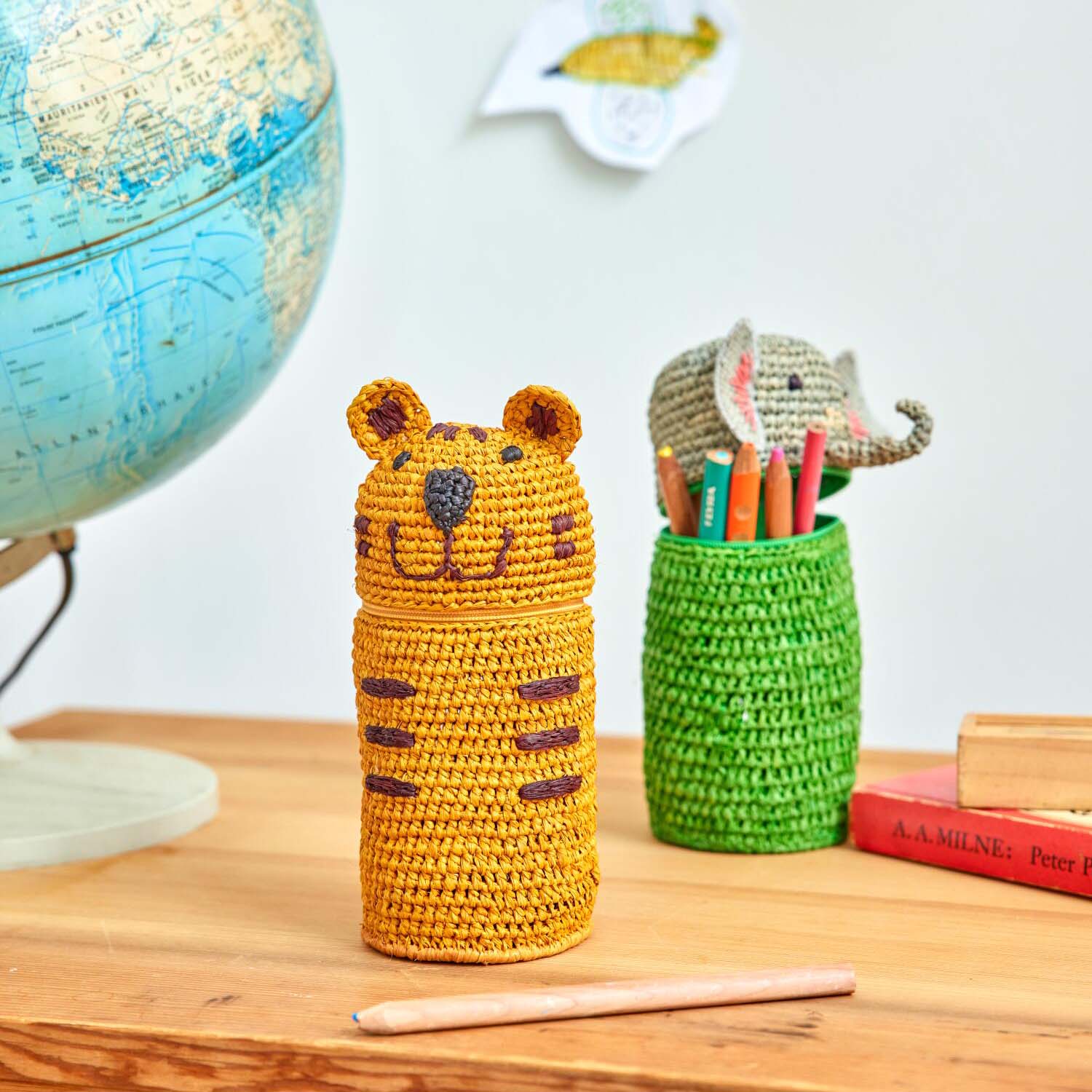 Federmäppchen / Geldbörse "Raffia - Tiger" - 7 cm (Gelb) Rice