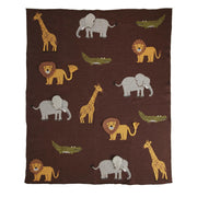 Gestrickte Babydecke "Animals" - 100x80 cm (Chocolate Brown)