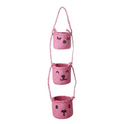 Hängende Aufbewahrung "Raffia - Animal Faces" - 12 cm (Pink) Rice