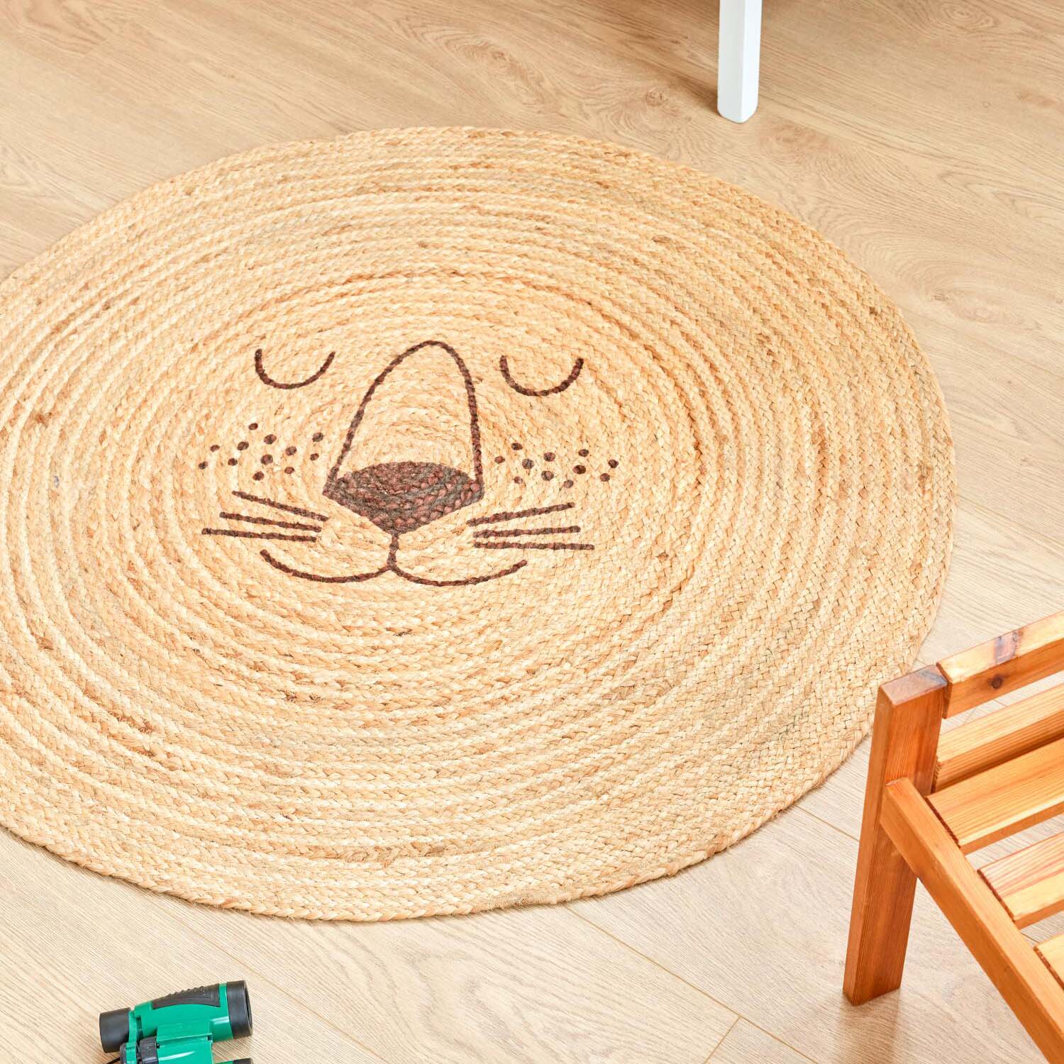 Juteteppich "Lion Face" - 100 cm (Natur)