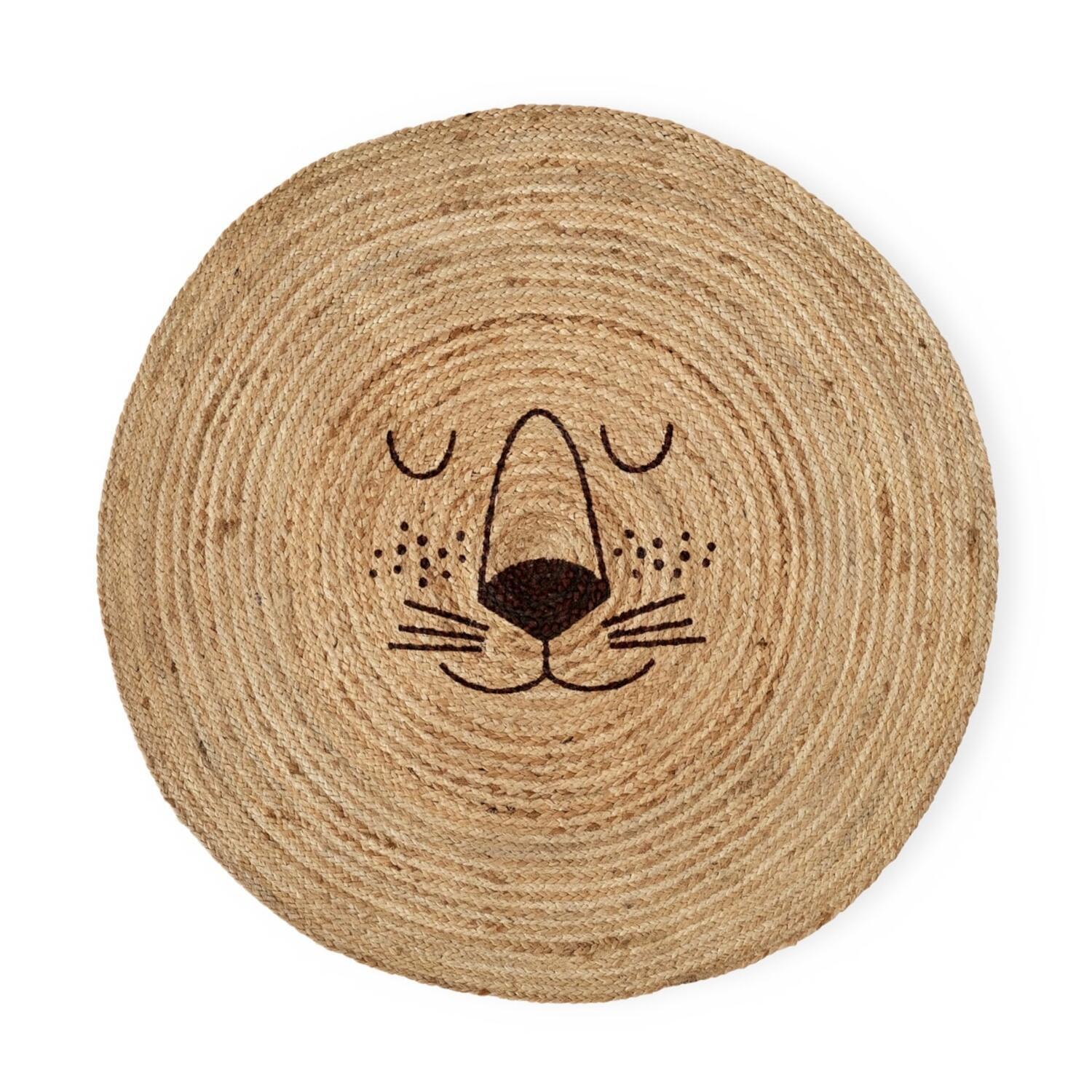 Juteteppich "Lion Face" - 100 cm (Natur)