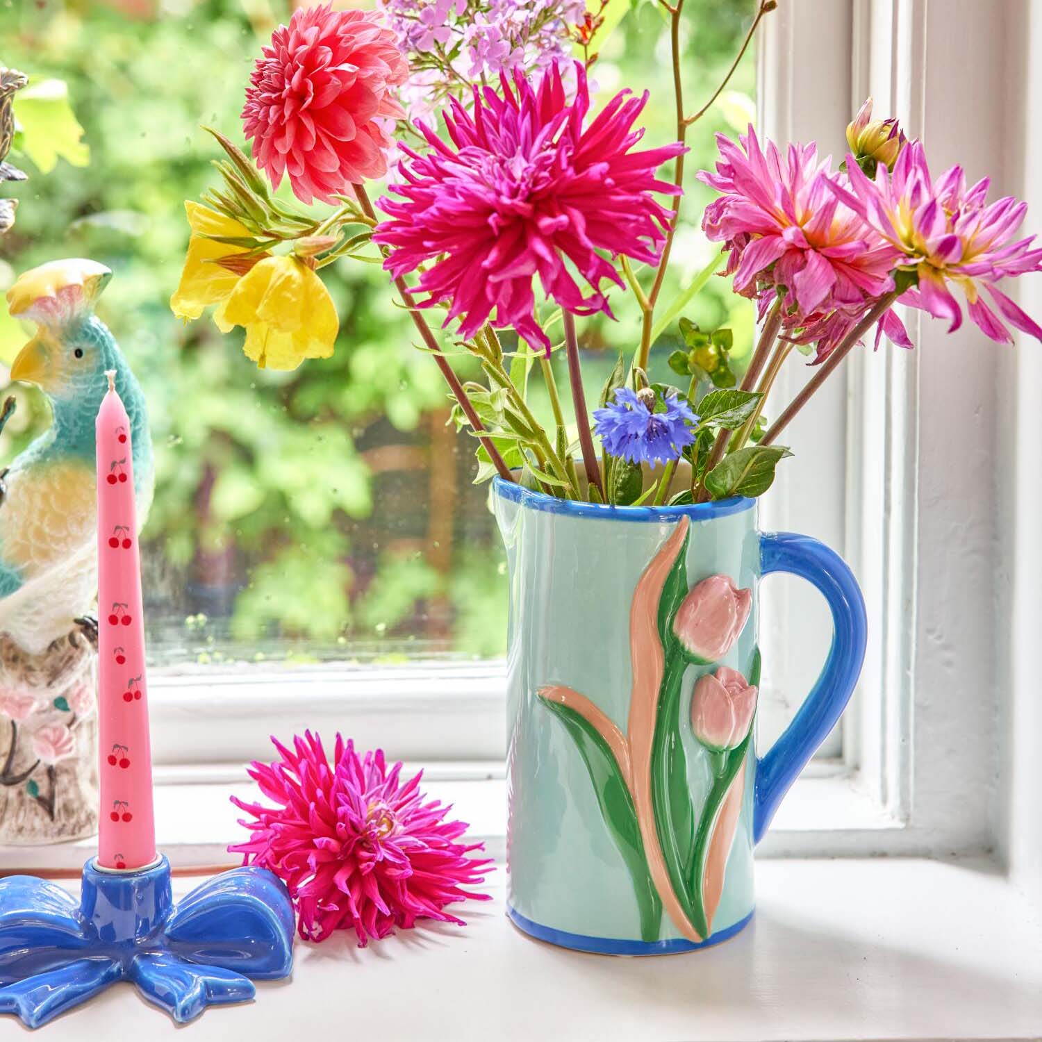 Keramikvase "Tulips" - 1,4 l (Mint) Rice