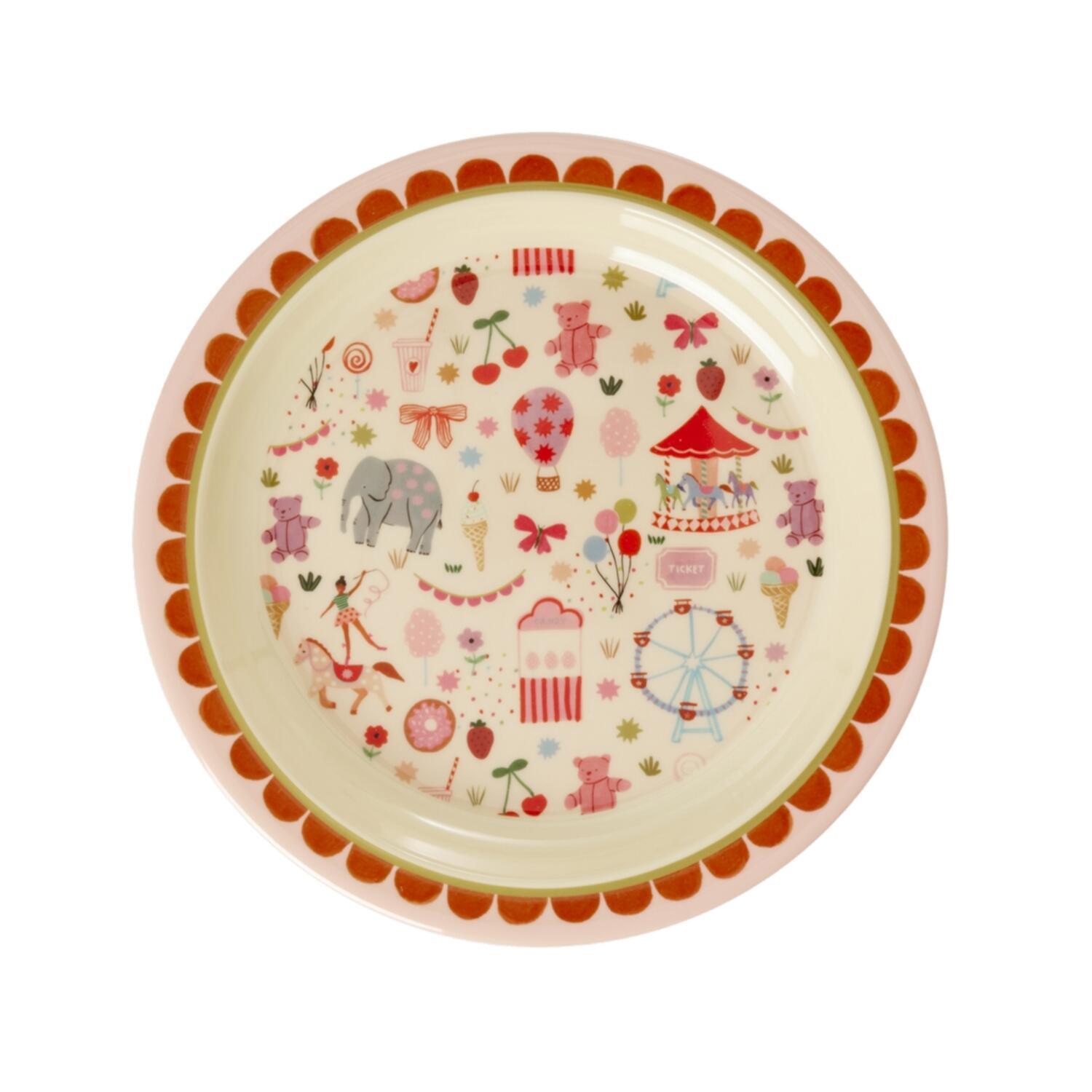 Melamin Kinderteller "Fun Fair" - 22 cm (Pink)