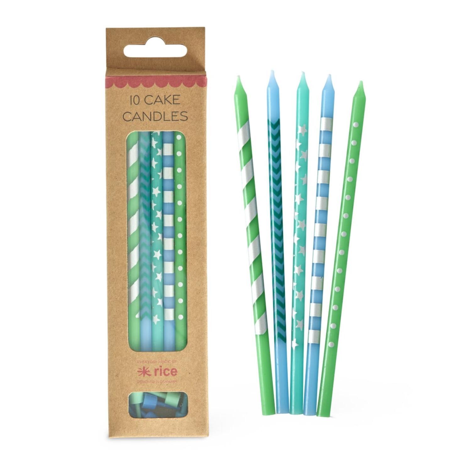 Lange Tortenkerzen im 10er-Set - 21 cm (Blau) Rice