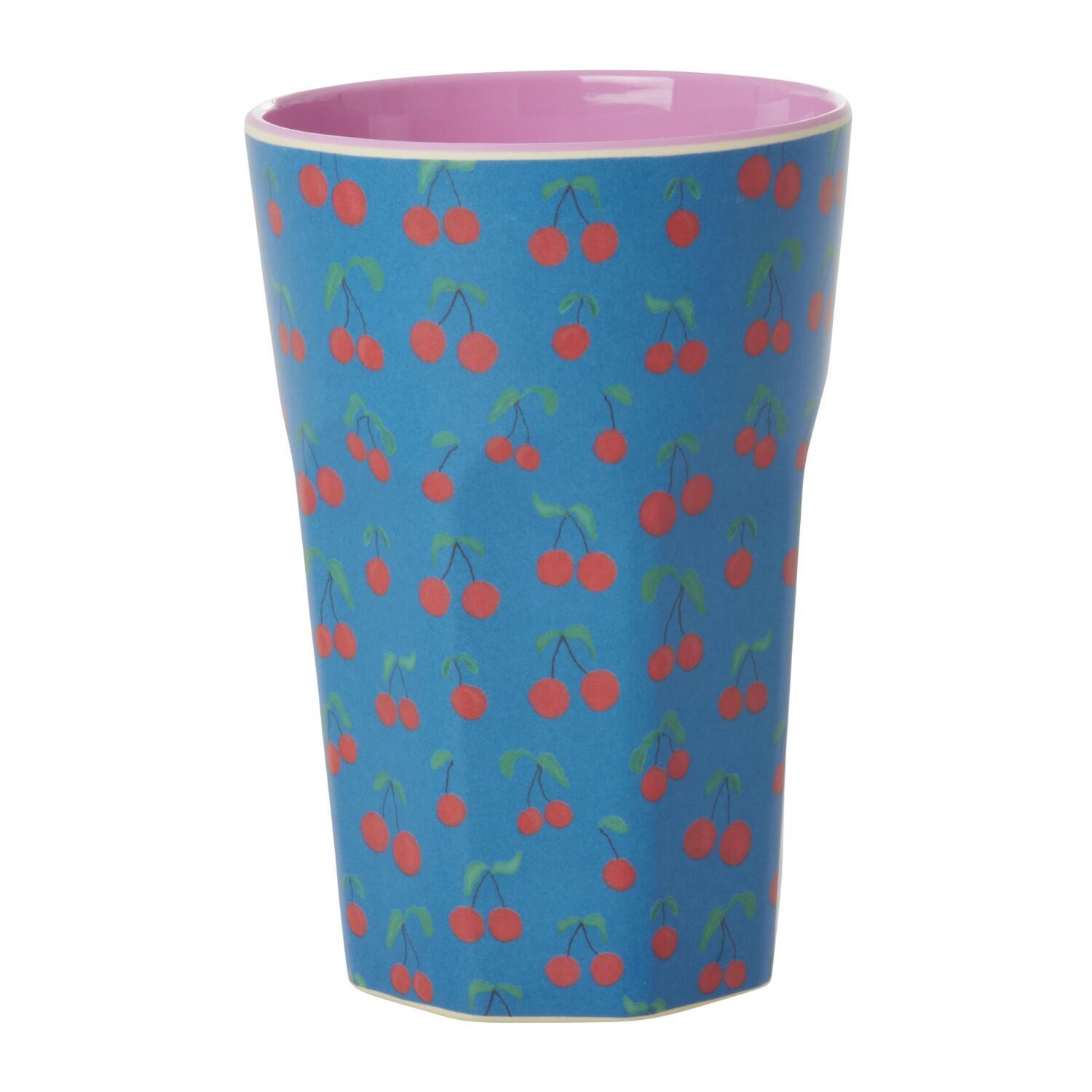 Melamin Becher "Cherry Love" - L (Blau)