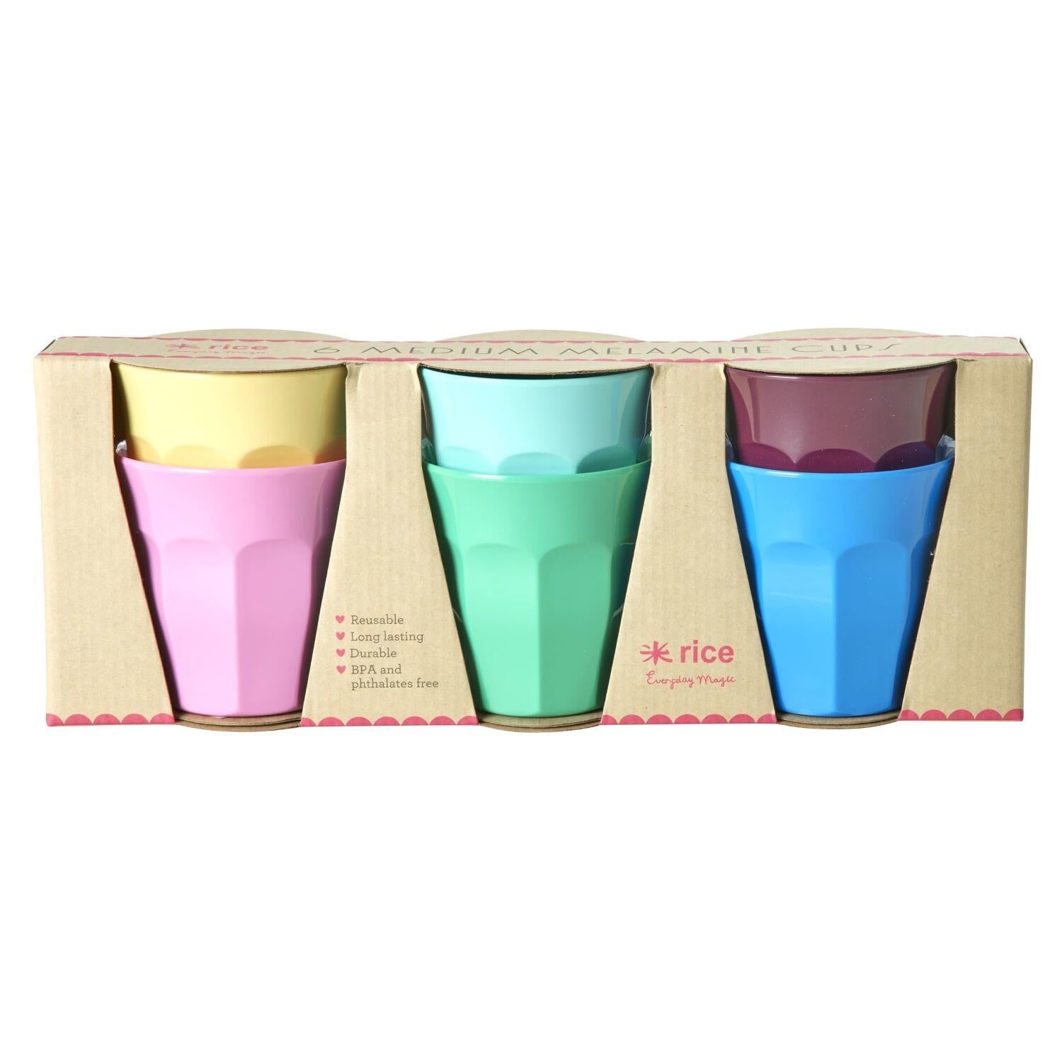 Melamin Becher "Show Your Colors " im 6er-Set - M (Bunt) Rice