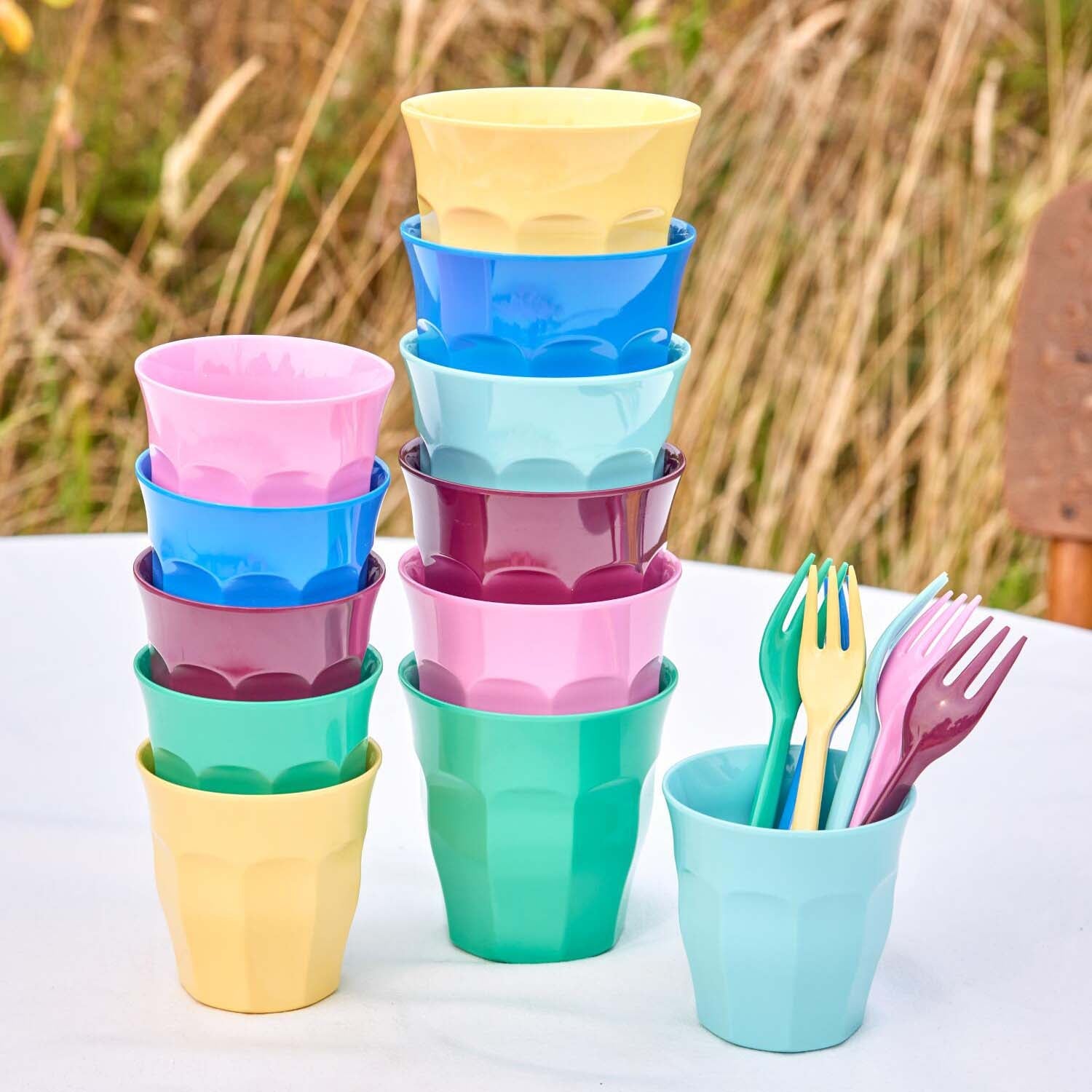 Melamin Becher "Show Your Colors " im 6er-Set - M (Bunt) Rice