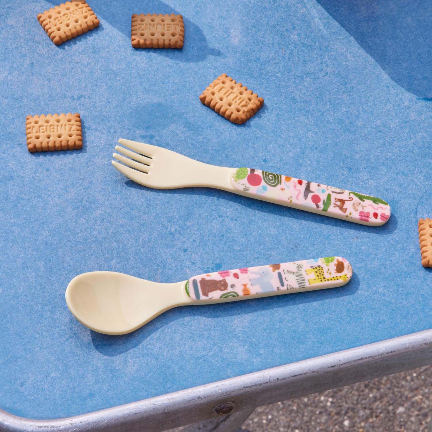 Melamin Babygeschirr-Set in Geschenkbox "Wildlife" (Pink)