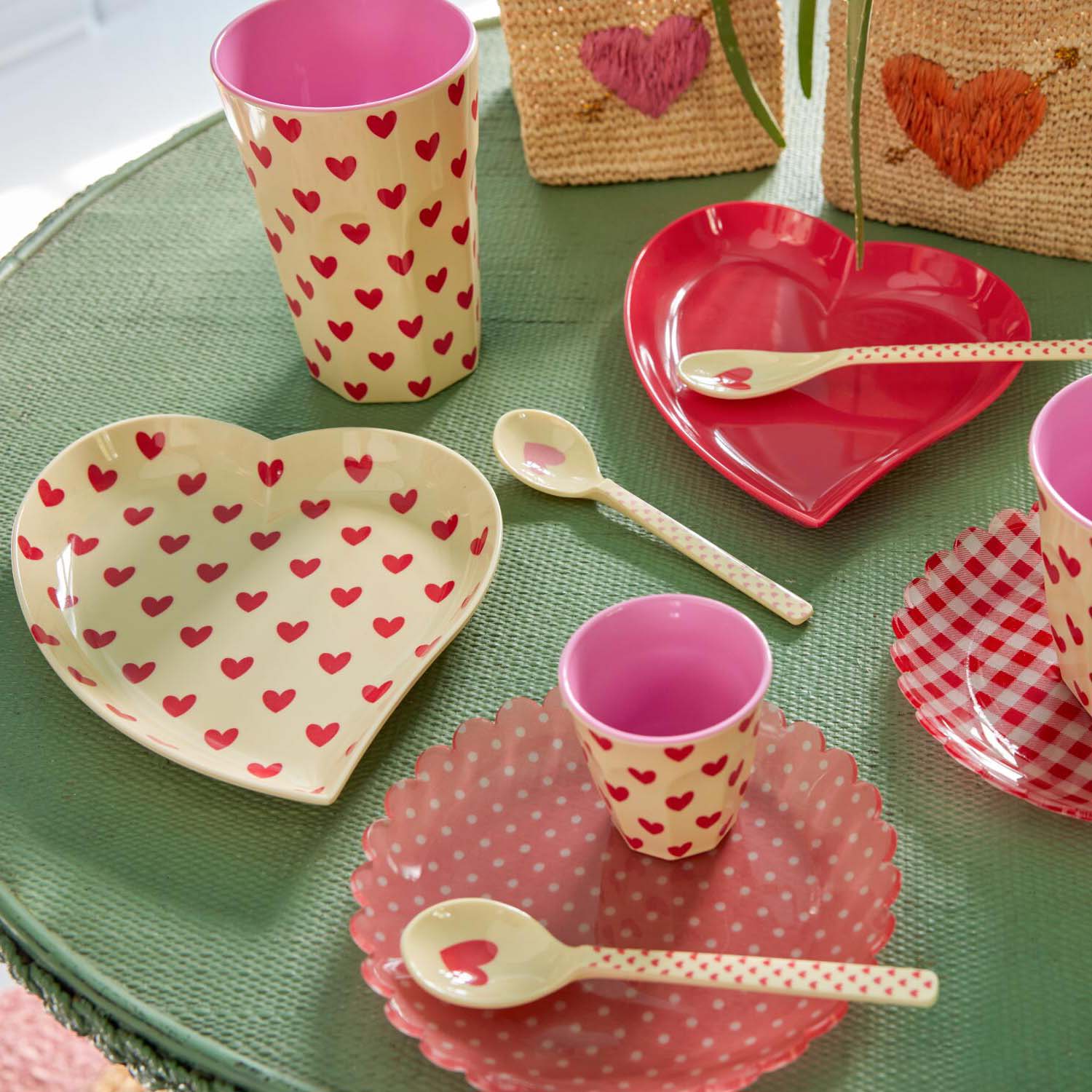 Melamin Platte "Darling Hearts" (Creme)