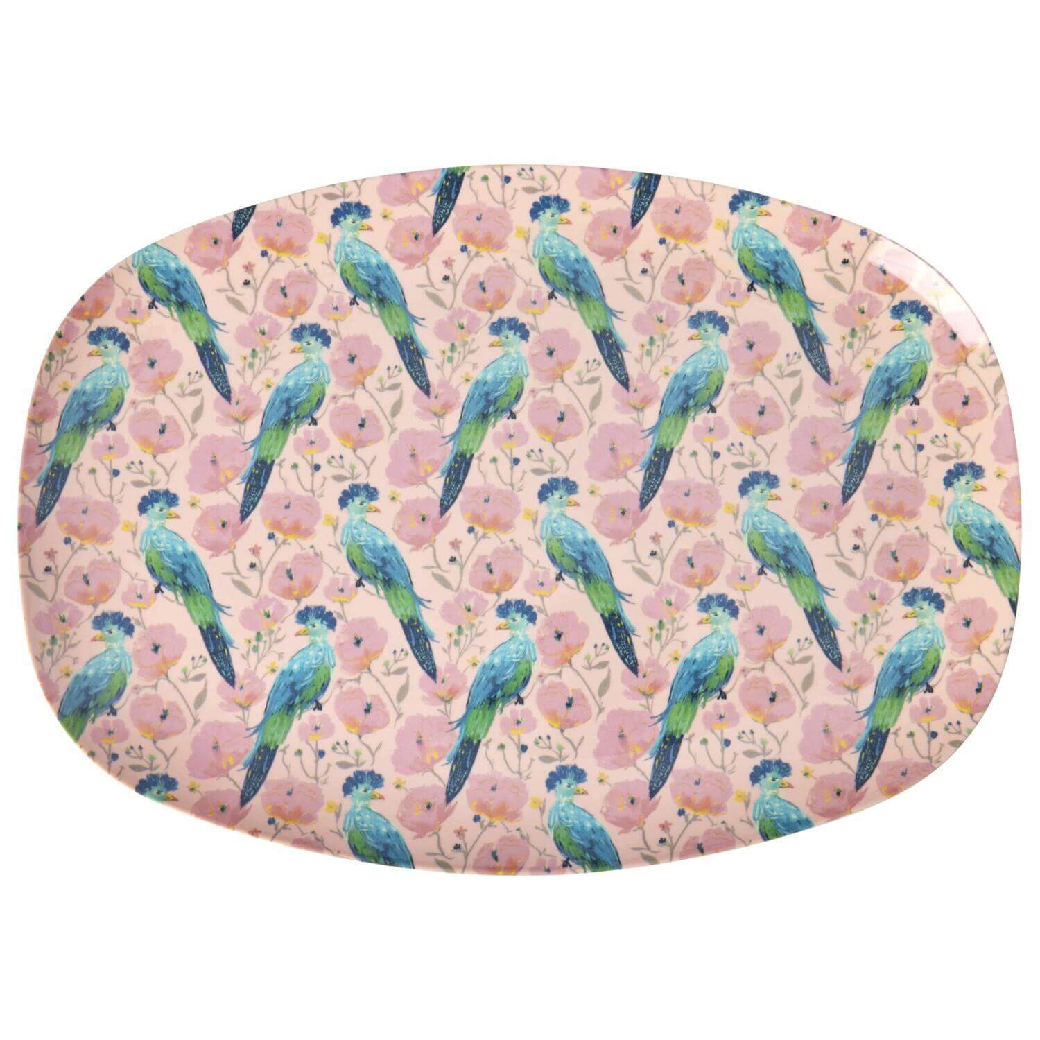 Melamin Platte rechteckig "Exotic Bird" - 30x22 cm (Bunt) Rice