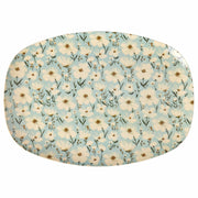 Melamin Platte rechteckig "Summer Bloom" - 30x22 cm (Creme/Blau)