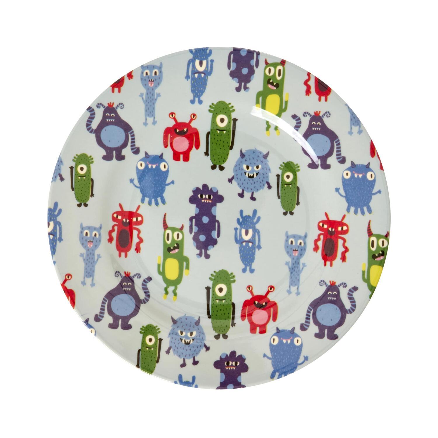 Melamin Runder Teller "Monsters" - 20 cm (Blau) Rice
