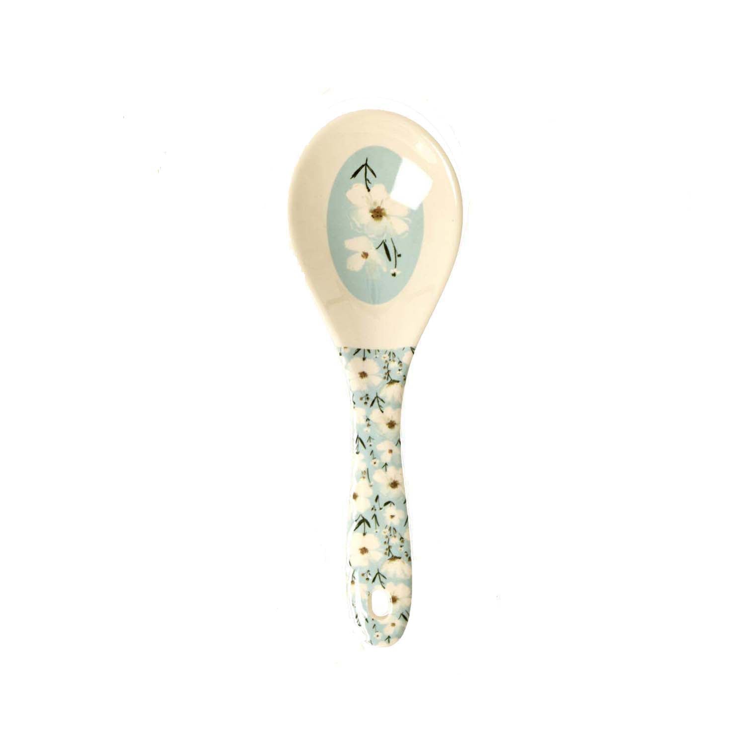 Melamin Salat-Löffel "Summer Bloom" - 21 cm (Creme/Blau) Rice