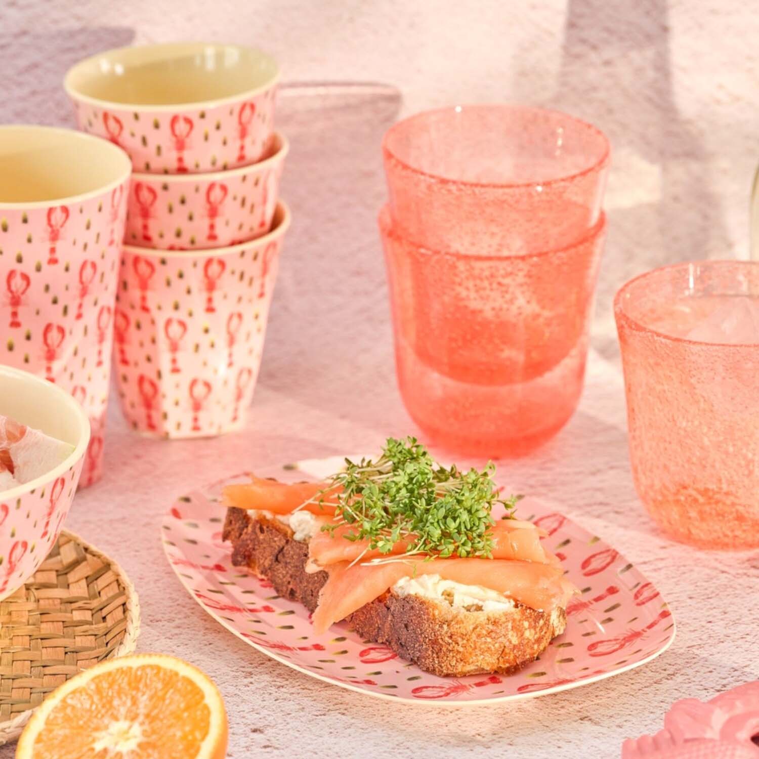 Melamin Platte rechteckig "Pink Lobster" - S (Pink) Rice