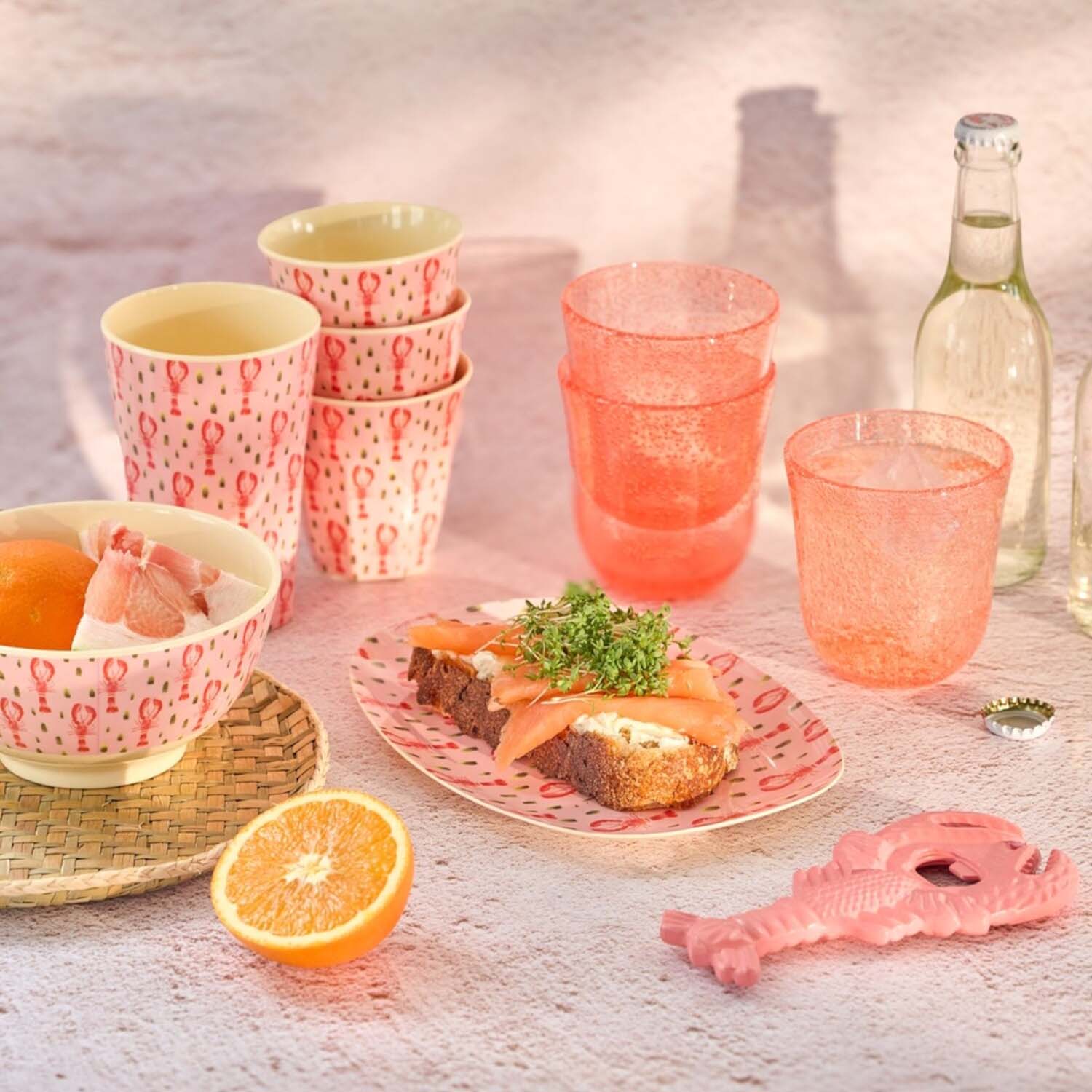 Melamin Platte rechteckig "Pink Lobster" - S (Pink) Rice