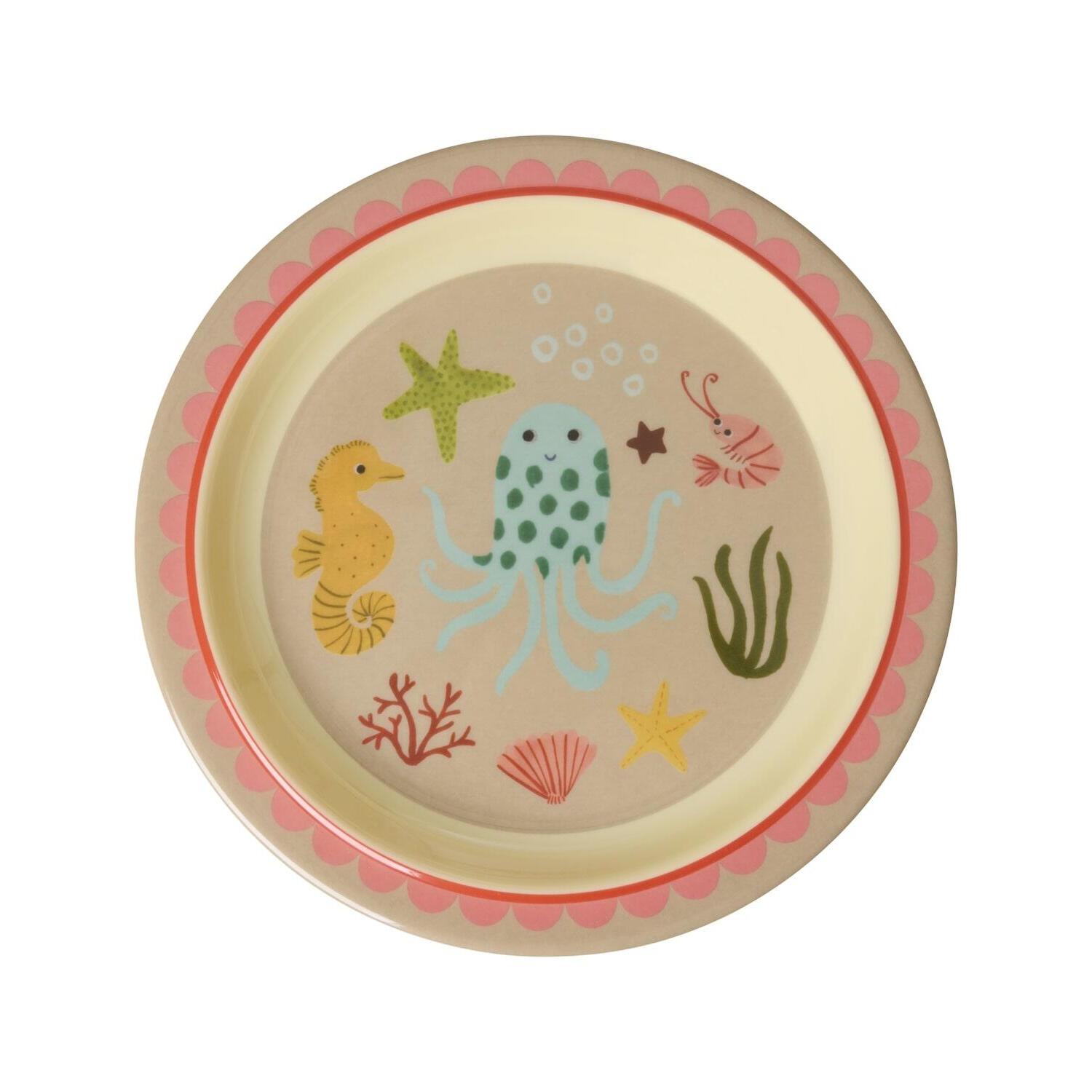Melamin Kinderteller "Coral Ocean" - 22x2 cm (Bunt)