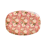 Melaminplatte mit ovalem Blumenmuster in Rosa, Beige und Grün