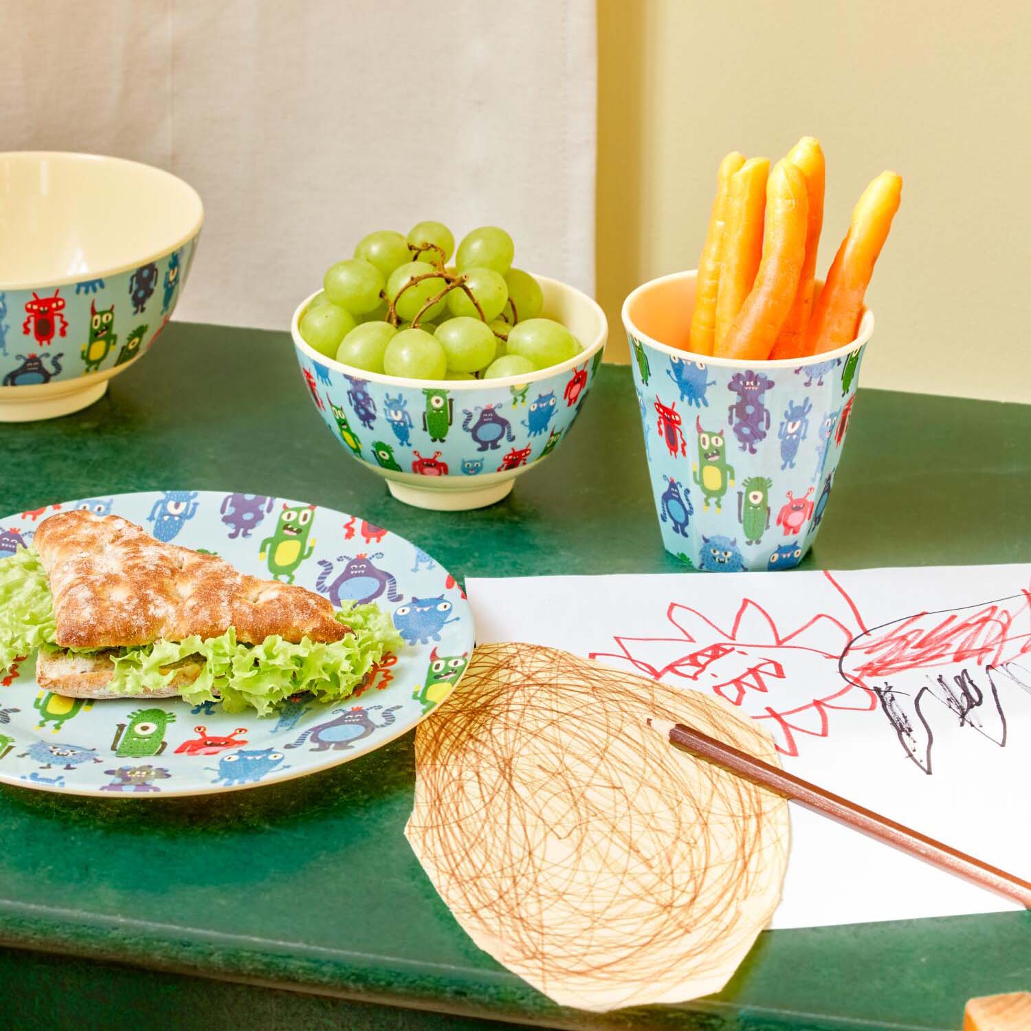 Melamin Runder Teller "Monsters" - 20 cm (Blau) Rice