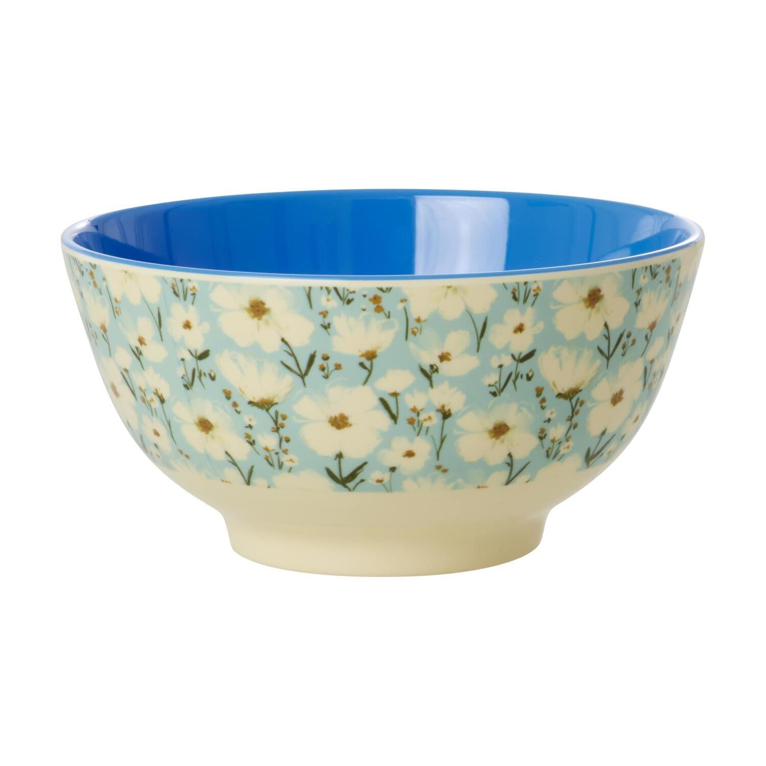 Melaminschale "Summer Bloom" - M (Creme/Blau) Rice
