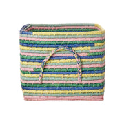 Quadratischer Korb "Raffia - Stripes" - 30x30x25 cm (Bunt) Rice