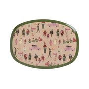 rice Melamin Platte rechteckig "Holiday " - S (Creme/Grün)