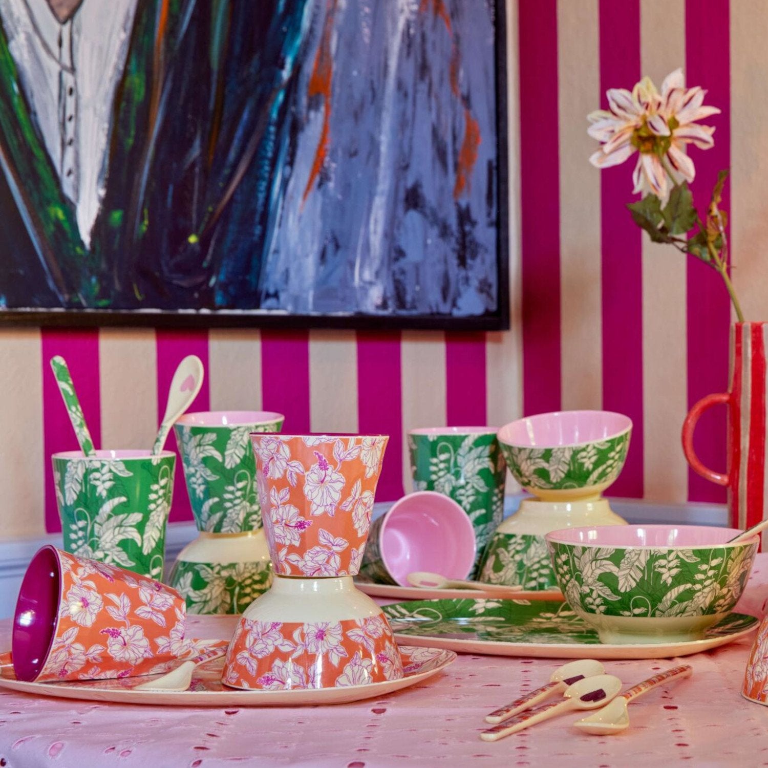 Melamin Becher "Paradise Print" - Groß (Grün)
