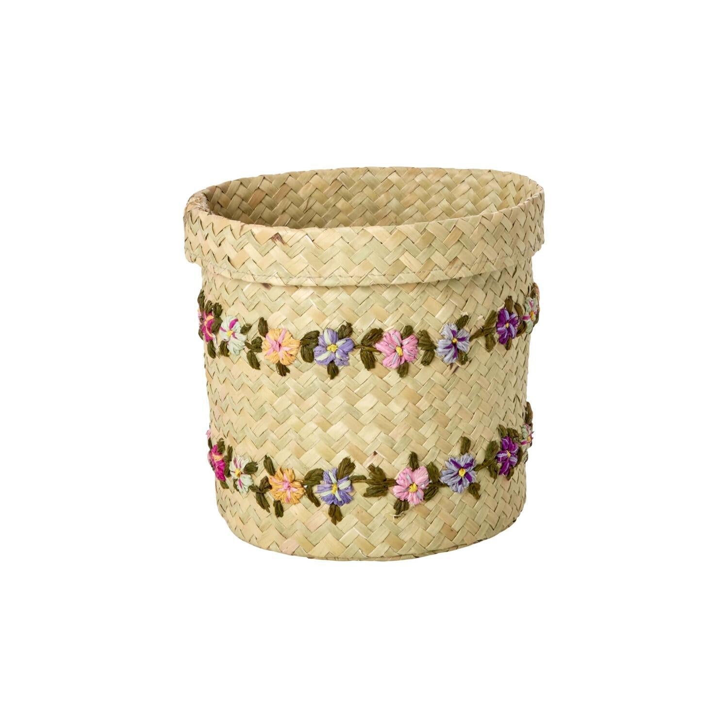 Runder Korb "Raffia - Flower Vines" - S (Natur) Rice
