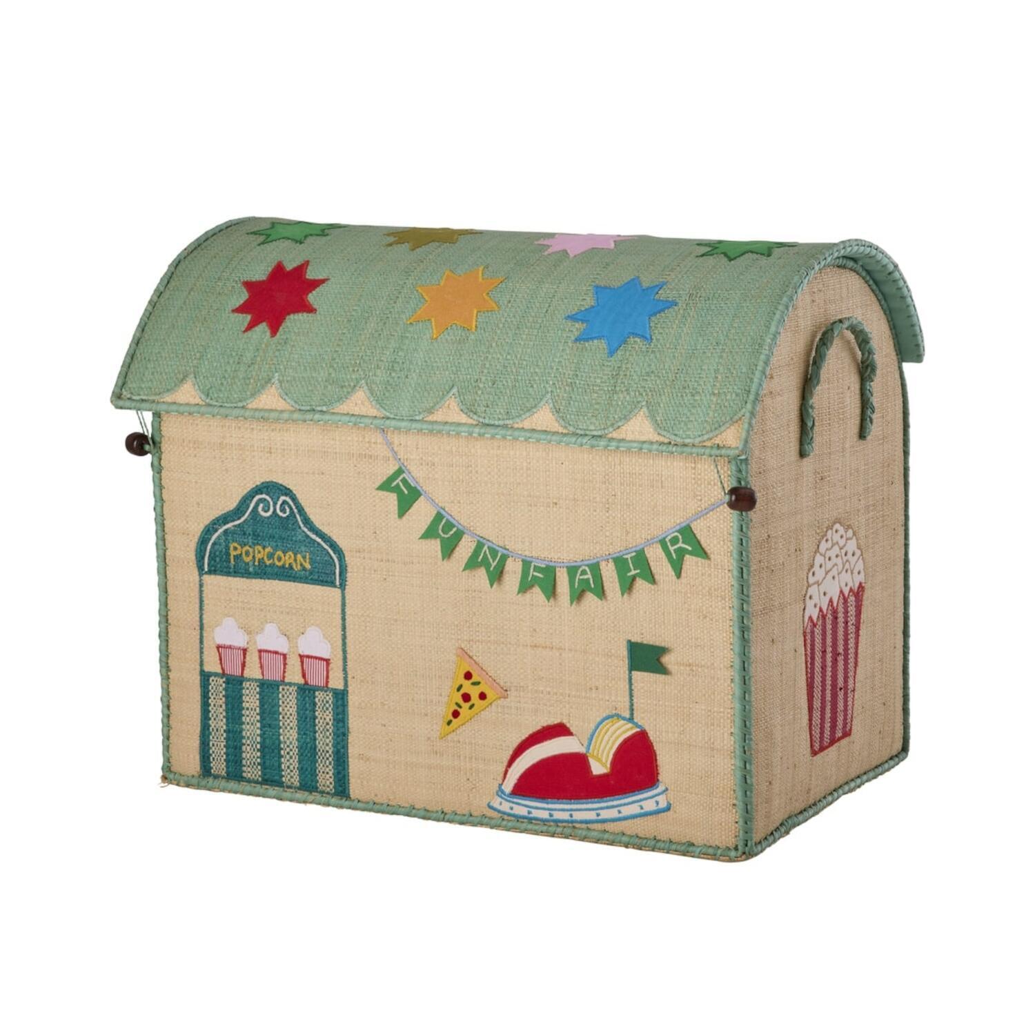 Spielzeugkiste "Raffia - Fun Fair" - M (Blau)