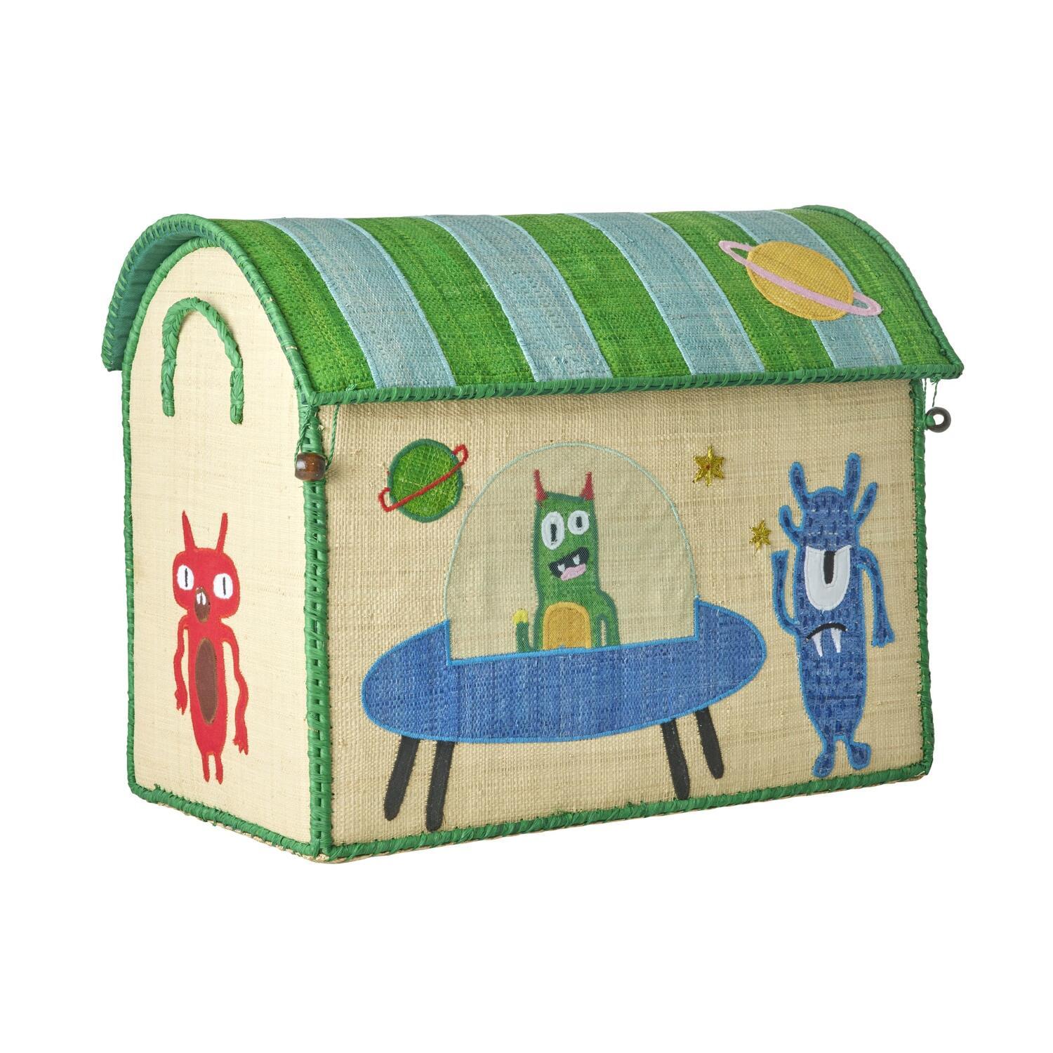 Spielzeugkiste "Raffia - Monsters" - M (Blau) Rice