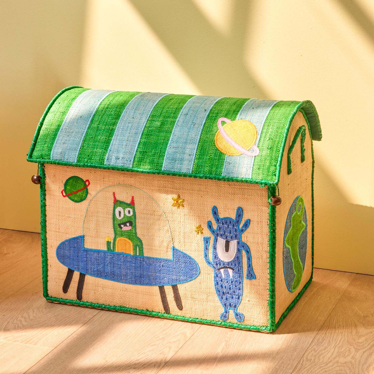 Spielzeugkiste "Raffia - Monsters" - M (Blau) Rice