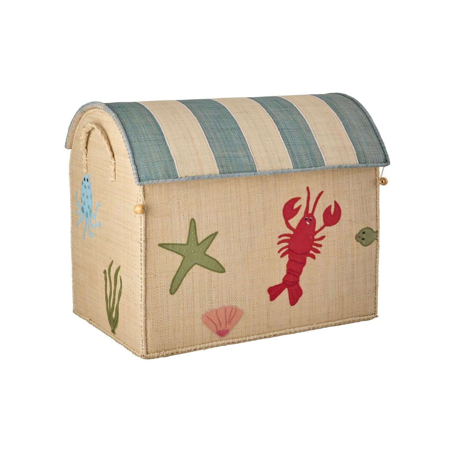 Spielzeugkiste "Raffia - Ocean Theme" - L (Bunt) Rice